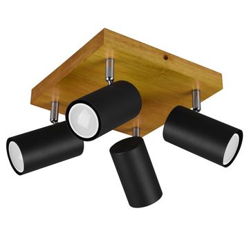etc-shop LED Deckenspot, Leuchtmittel inklusive, Warmweiß, Holz Decken Lampe Wohn Ess Zimmer Beleuchtung Spot Leuchte