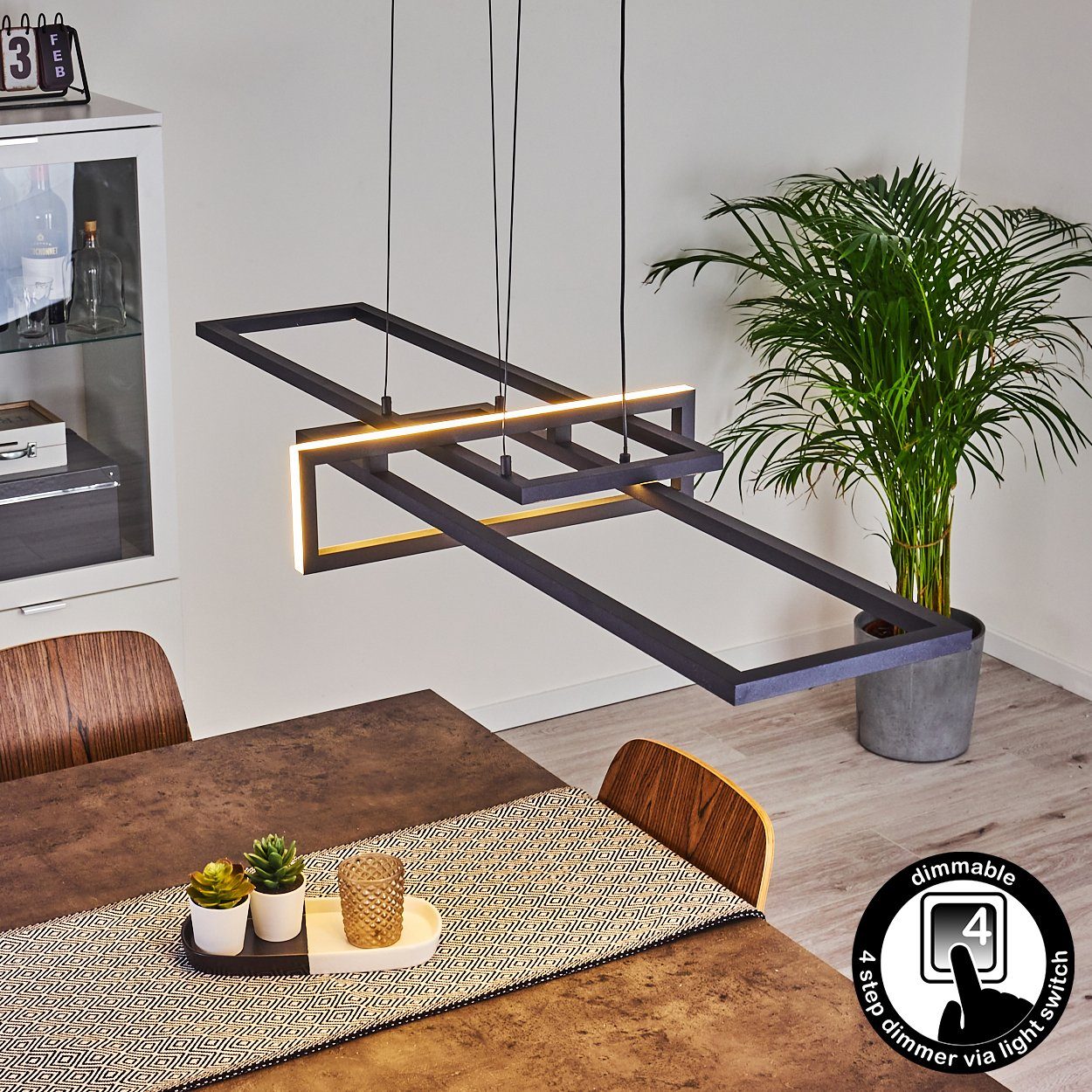 hofstein Pendelleuchte »Muina« dimmbare Hängelampe, Metall, Schwarz, weißer günstig online kaufen