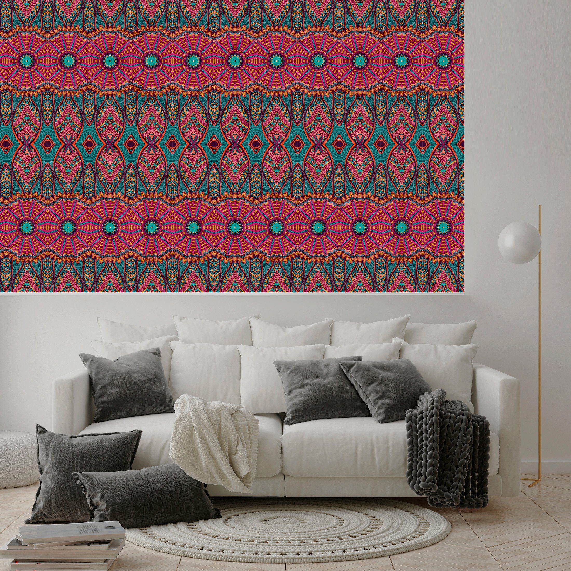 queence Vinyltapete Evin, glatt, Antikoptik, Barock, Kunst, bedruckt, 90x250cm, selbstklebend, kinderleichte Anbringung, Sticker