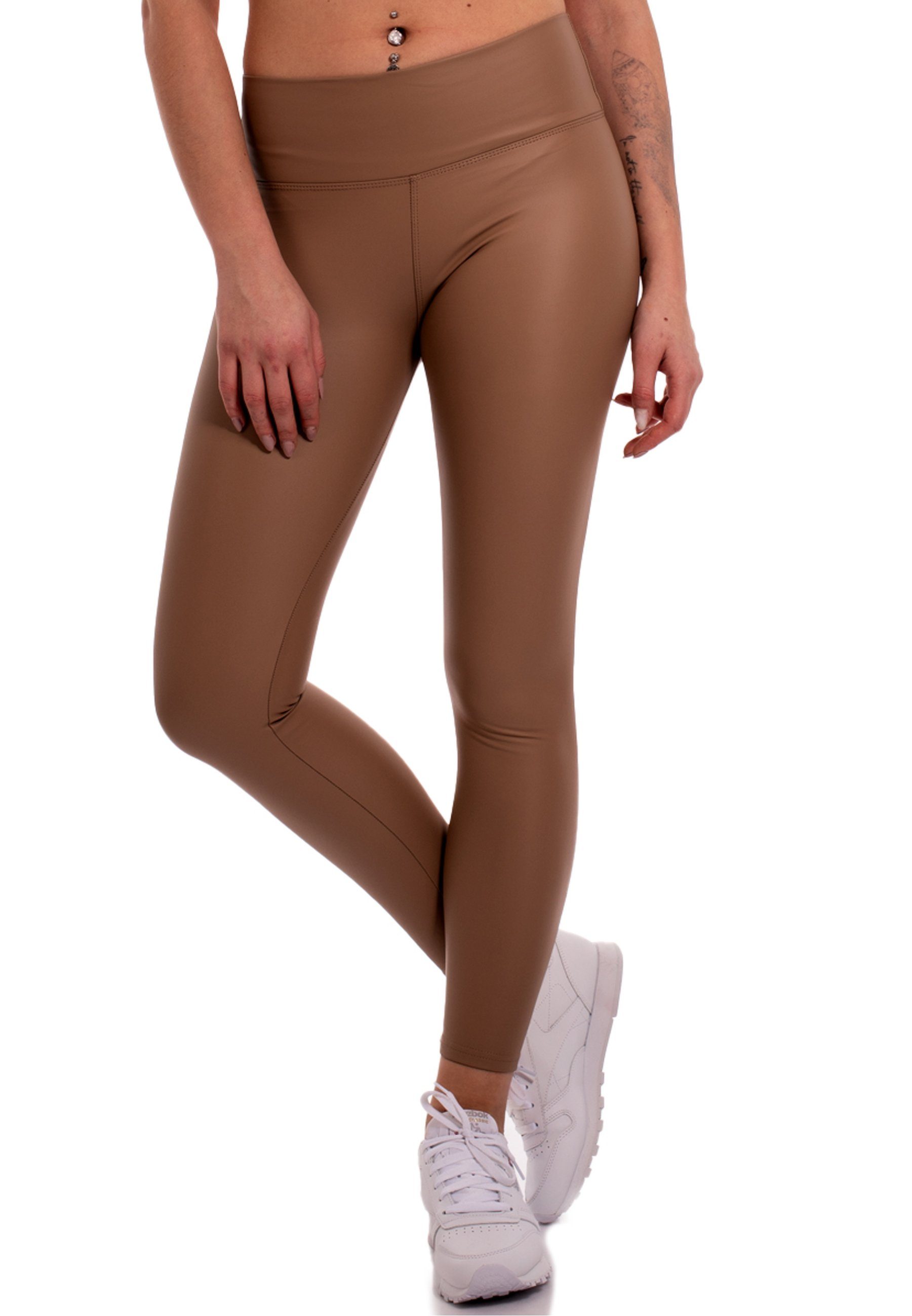 YC Fashion & Style Leggings Kunstleder Leggings High Waist Shaper Jeggings Hauteng Slim-Fit (1-tlg) mit elastischem Bund, casual, auch in großen Größen erhältlich latte