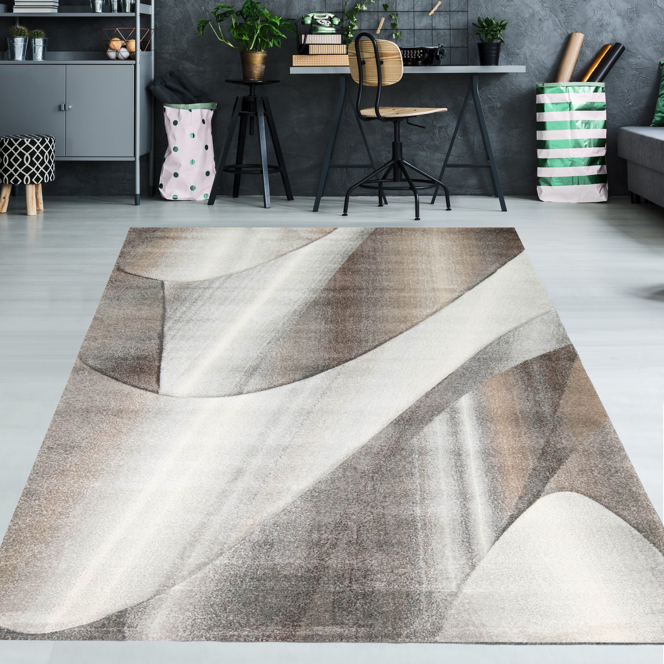 TeppichHome24 Teppich Abstrakter Designerteppiche in verschiedenen Farben, rechteckig, Höhe: 13 mm, abstrakt, modern, Kurzflor, Wohnzimmer, Esszimmer, pflegeleicht