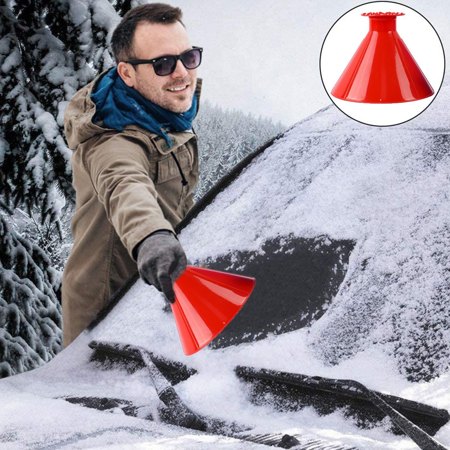 Eiskratzer für die Windschutzscheibe des Autos, Schneekratzer für das color  Rot
