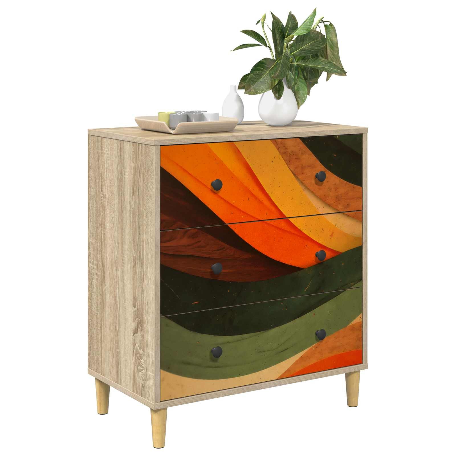 vidaXL Kommode 66 x 36,5 x 75 cm Kommode Schubladenschrank Sideboard BONN Retro-Welle