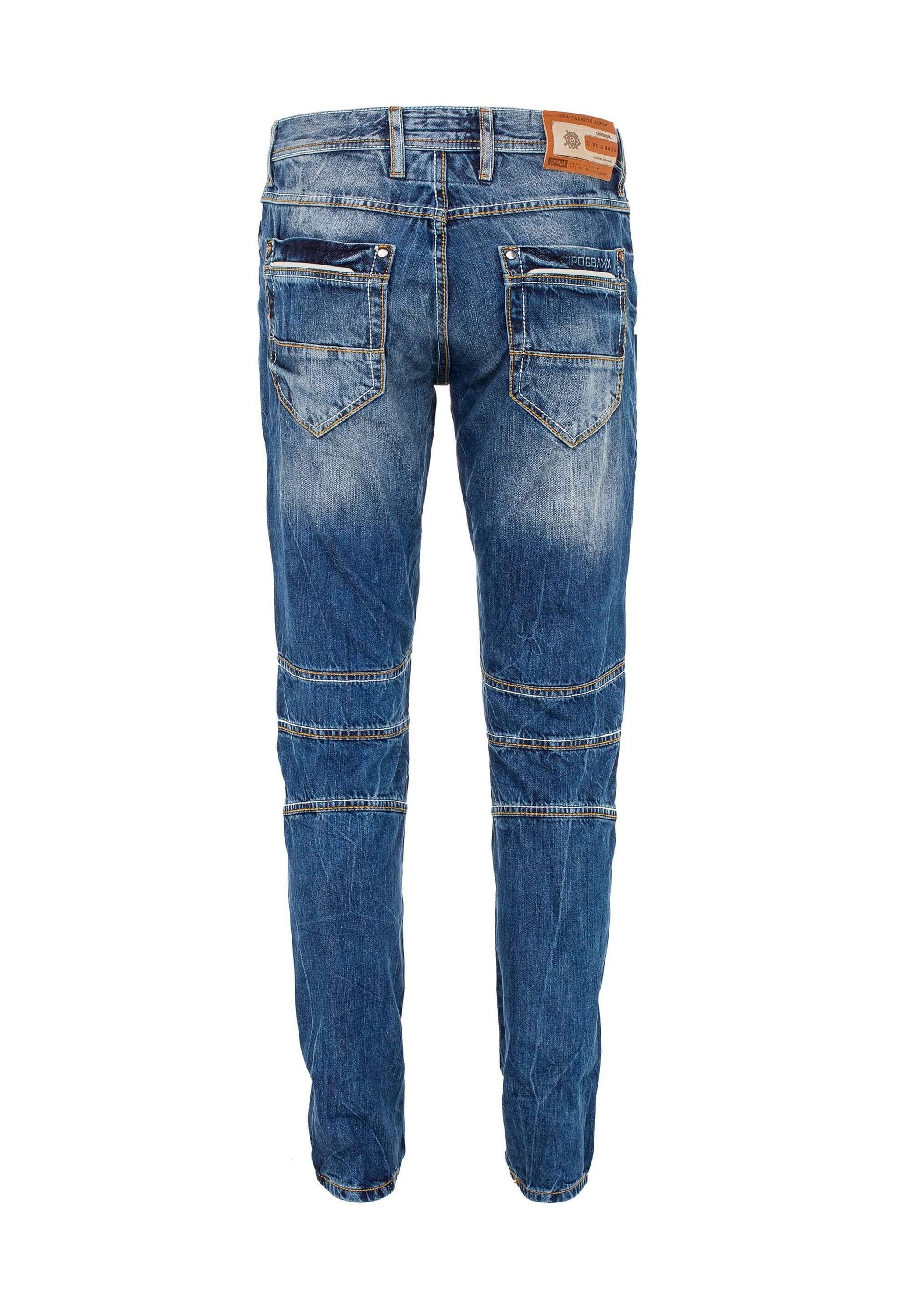 Cipo & Baxx Tapered-fit-Jeans Jeans mit Kontrastnähten und Seitentaschen, CD-391