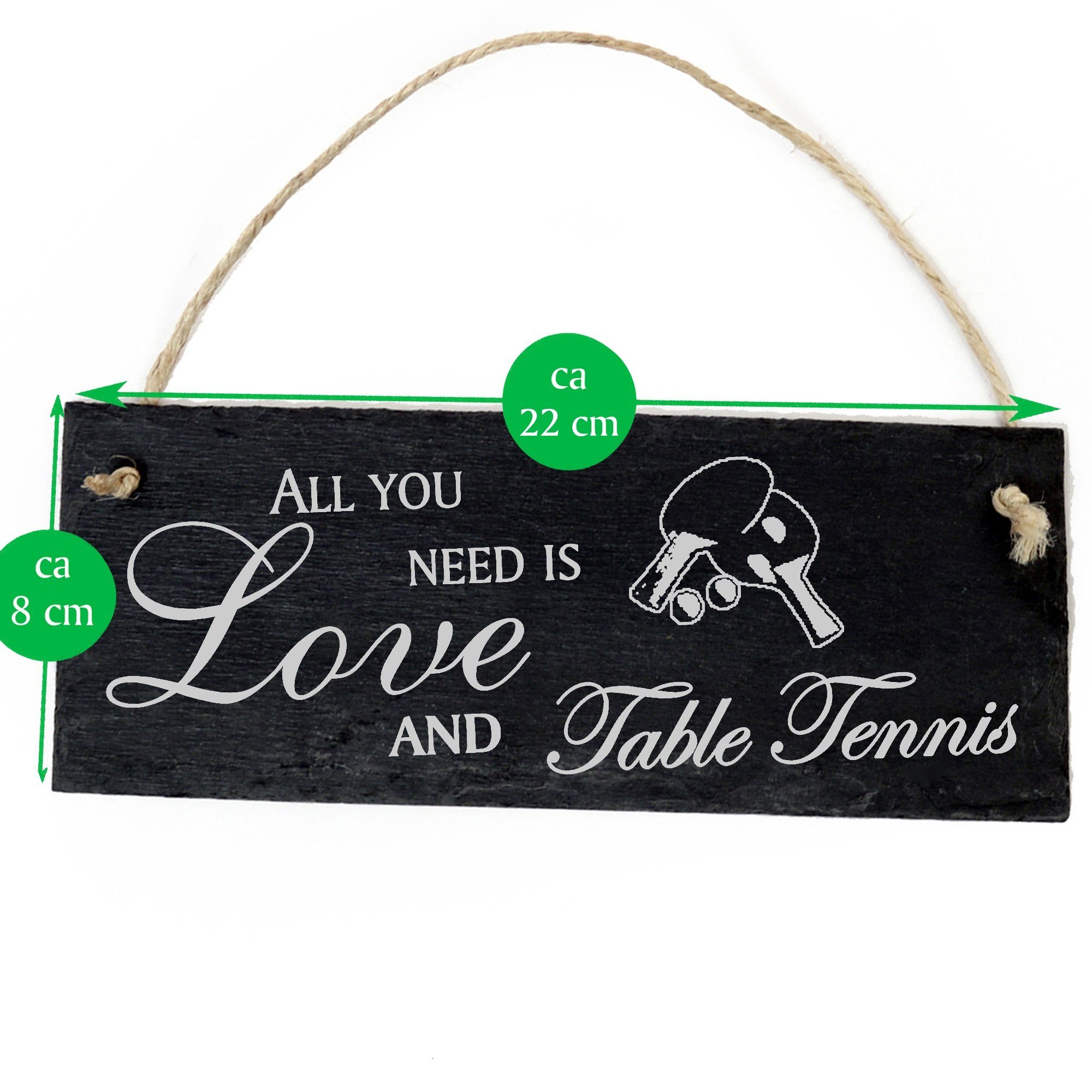 Dekolando Hängedekoration Tischtennis 22x8cm All Tennis you and need is Love Table