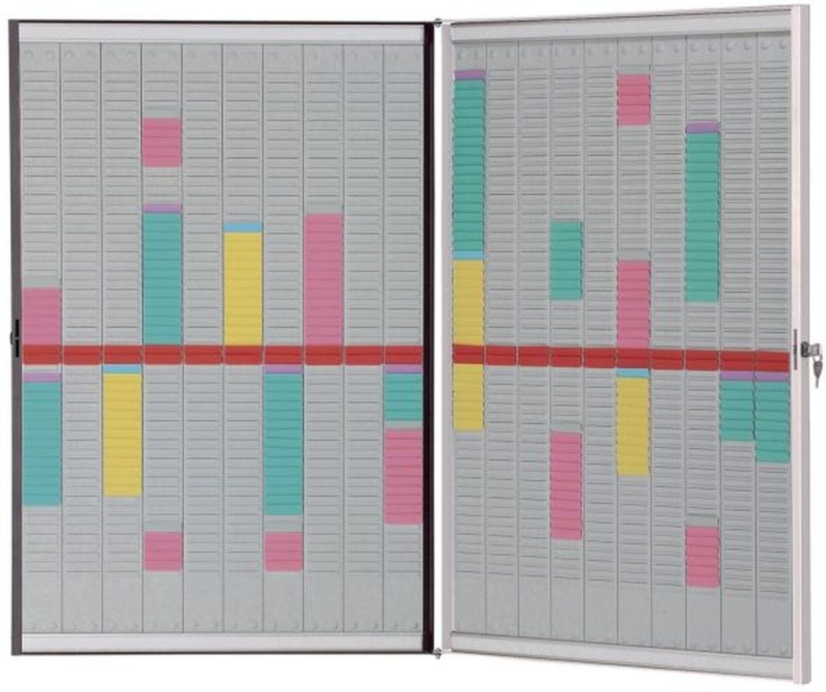 NOBO Wandtafel Planungsset klappbar für T-Karten Gr.2 Stahl,20 Spalten,54 Fächer absc
