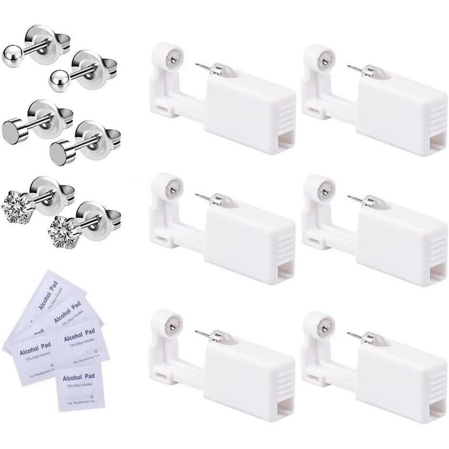 LuxusKollektion Eierpiekser Ohrlochstechpistole Einweg Steril Piercing Kit Ohr Drei Formen silber