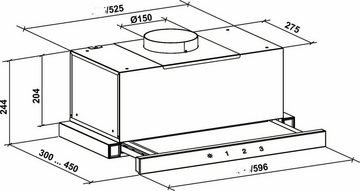 GURARI Flachschirmhaube GCH B 117 Bl Prime/11+Umluft, Einbau Dunstabzugshaube 60 cm, Schwarz,Schwarz Glas,1000m³/h