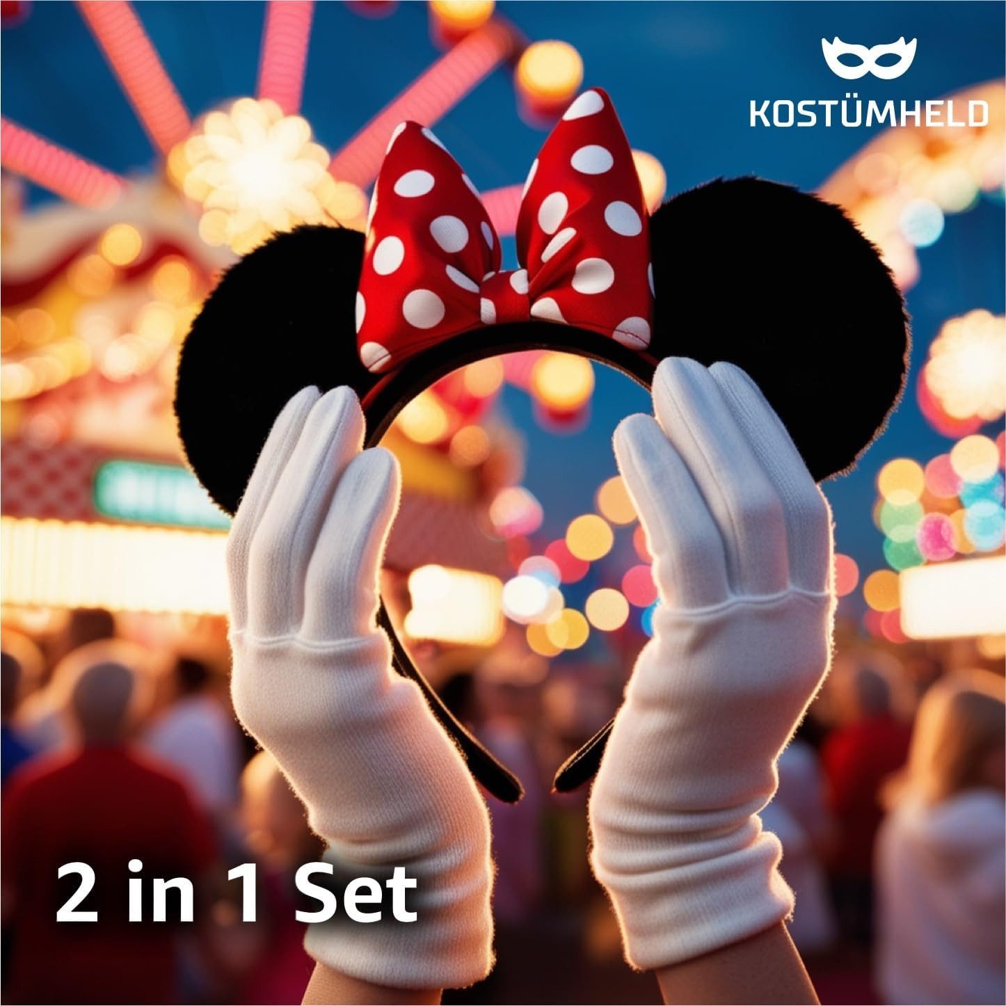 TK Gruppe Kostüm Minnie Mini Maus Ohren Kostüm Set 2 in 1 - Fasching & Karneval