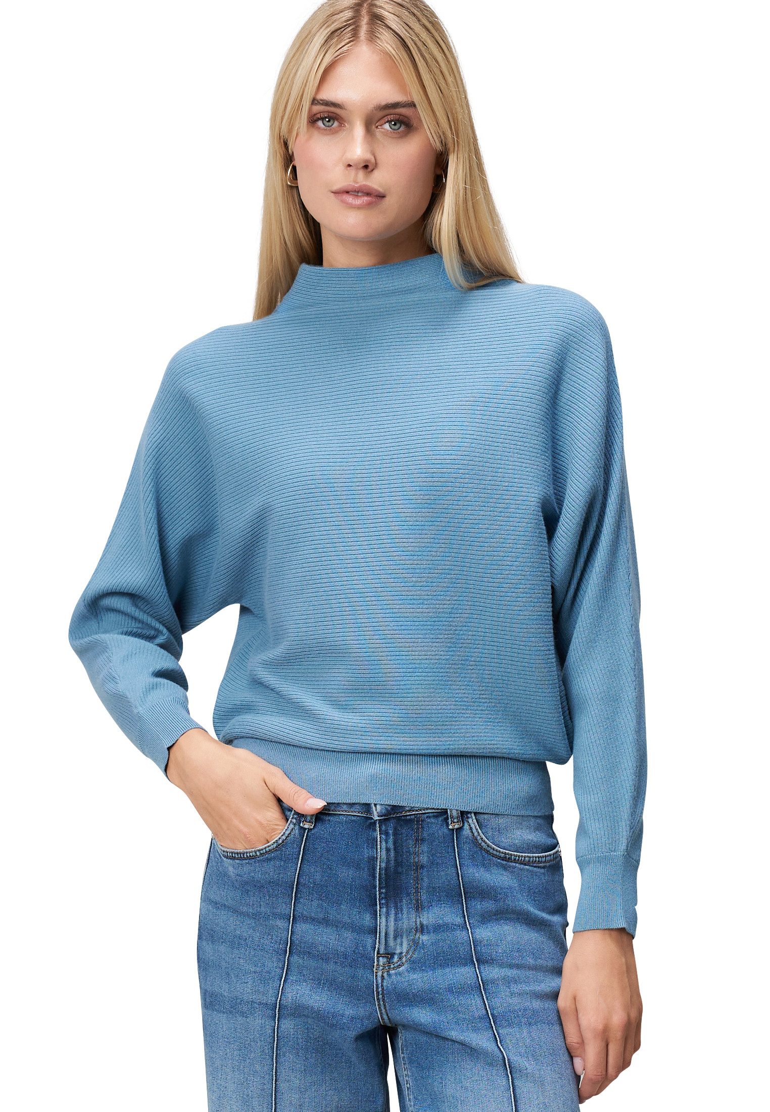 Zero Strickpullover Damen strukturiert mit Stehkragen (1-tlg) Plain/ohne De günstig online kaufen