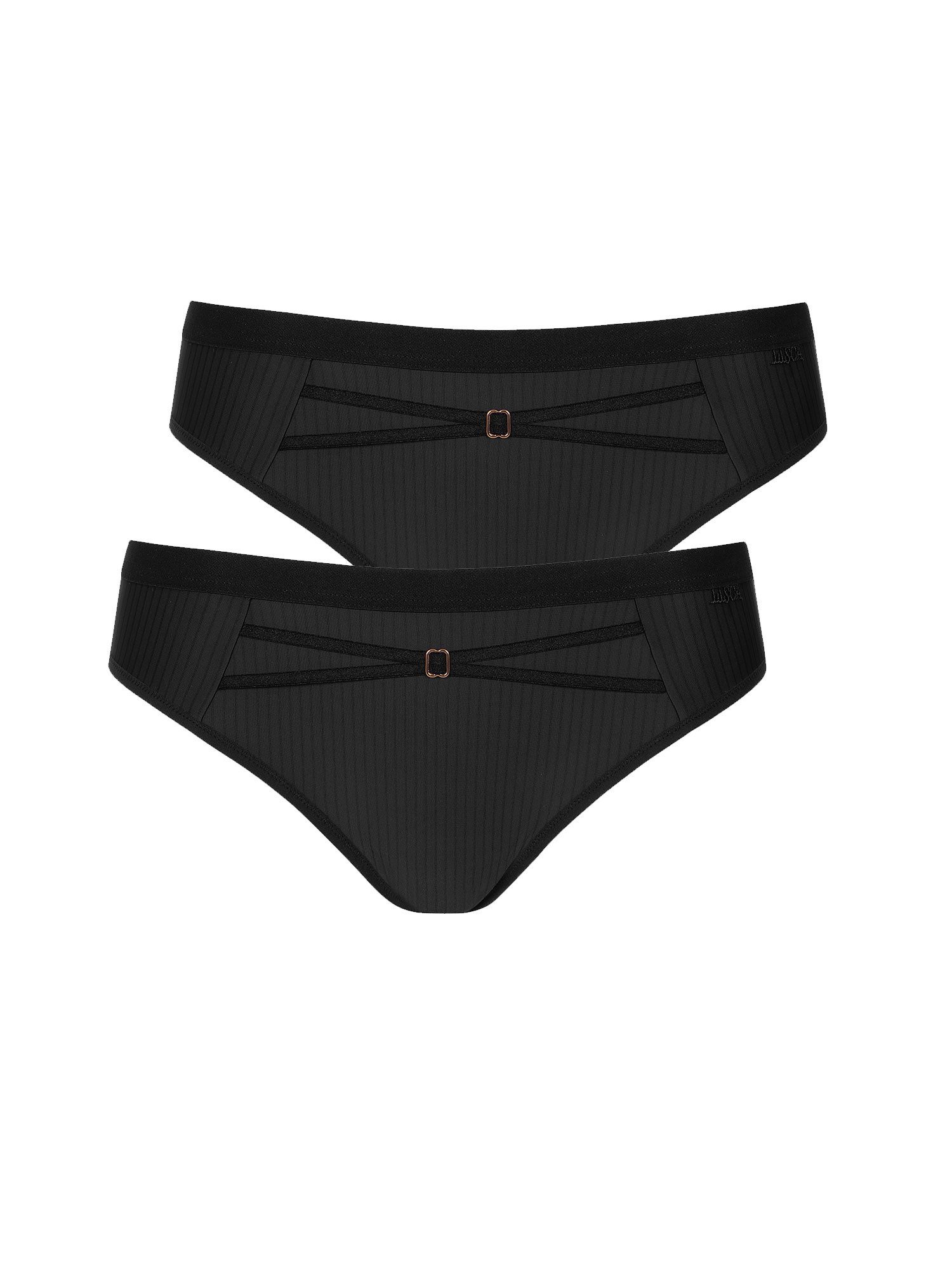 Lisca Bikinislip 2er Pack Damen Slip Laura (Packung, 2-St) Rippen-Optik, Komfortbund, Zierbänder, Lisca-Logo-Patch
