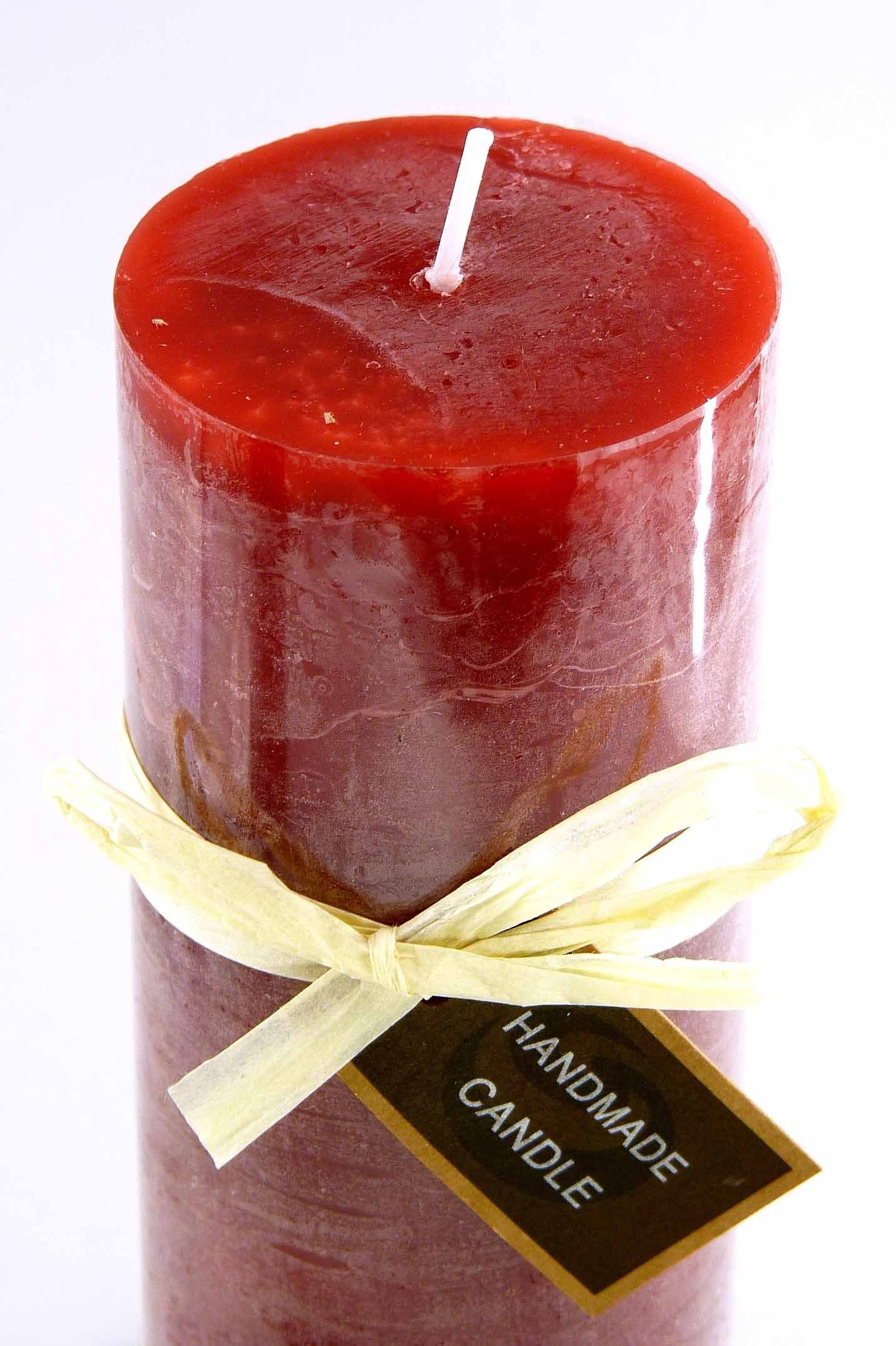 Small-Preis Stumpenkerze Premium Rustic Colors Dunkelrot Rubinrot 7x7 cm (4-tlg), Echtwachskerze mit langer Brenndauer