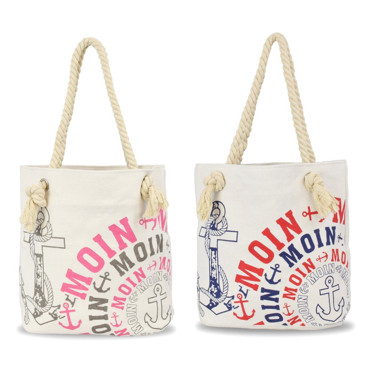 Einkaufstasche kleine Umhängetasche City Sonia "MOIN" Bag, grau-rosa Reißverschluss Tasche mit Originelli Innentasche Shopper