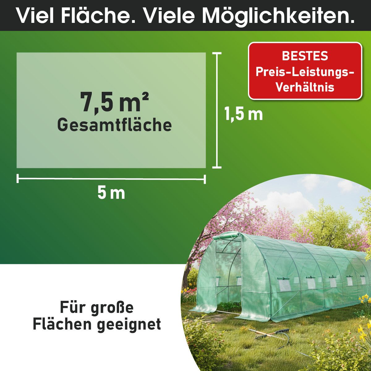 BRAST Gitterfolie Gewächshausfolie 250 g/m², 20 Größen, Breite: 1,5–4m, Länge: 5–15m (witterungsbeständig wasserdicht, verstärkter Nagelrand, UV-beständig lichtdurchlässig), 7,5m² - 60m²