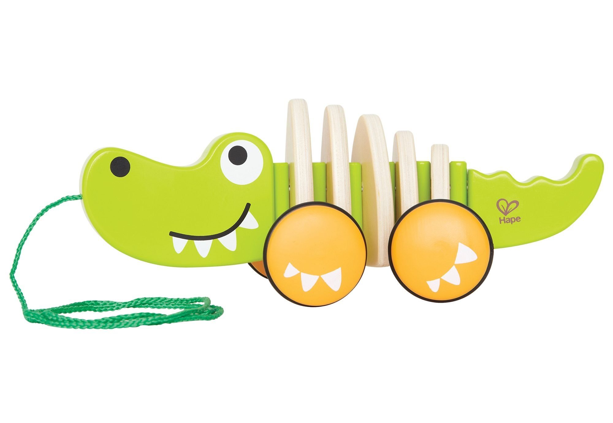 Hape Nachziehtier Holzspielzeug, Croc, Fördert Feinmotorik, Koordination und Vorstellungskraft
