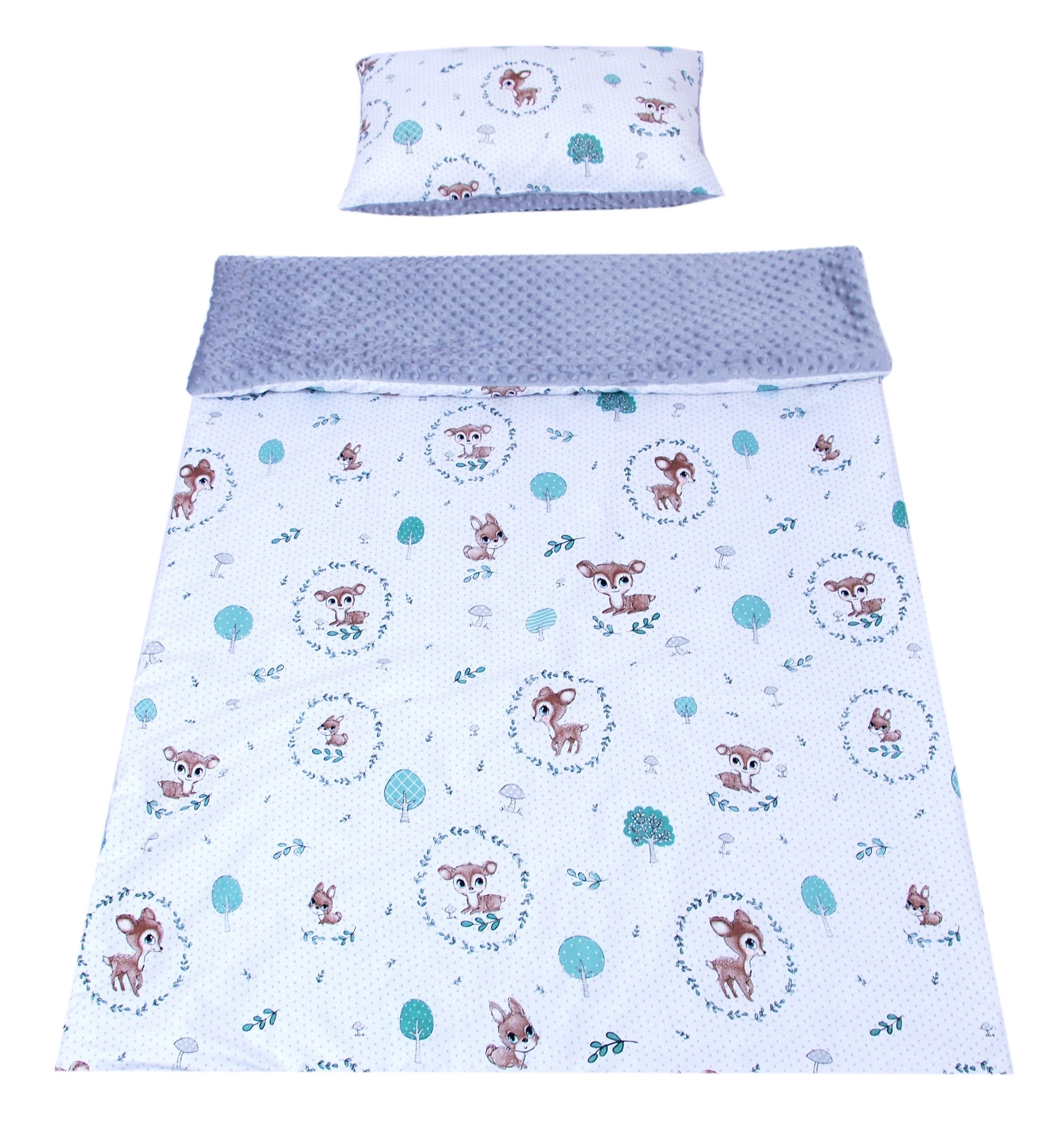 Kinderdecke BABYLUX Kuscheldecke 100 x 150 cm Babydecke Kinderdecke MINKY XXL, BabyLux, 120. Wald Reh mit Kissen