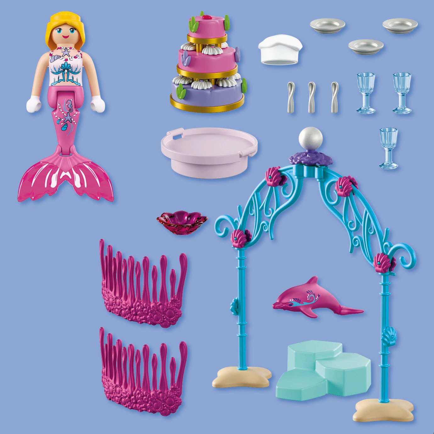 Playmobil® Unterwasserhochzeits-Buffet (72108), Fantasy & Magic Konstruktions-Spielset, (60 St) – Bild 2 von 4