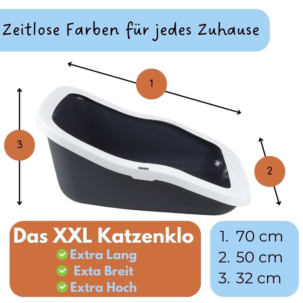 GarPet Katzentoilette XXL Katzenklo Katzentoilette groß 70 cm Katzen Klo offen hoher Rand