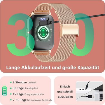 Narcid Schlafaufzeichnungen Smartwatch (2 Zoll, Android, iOS), mit Telefonfunktion/Sprachassistent/Message Reminder,Fitnessuhr,IP68
