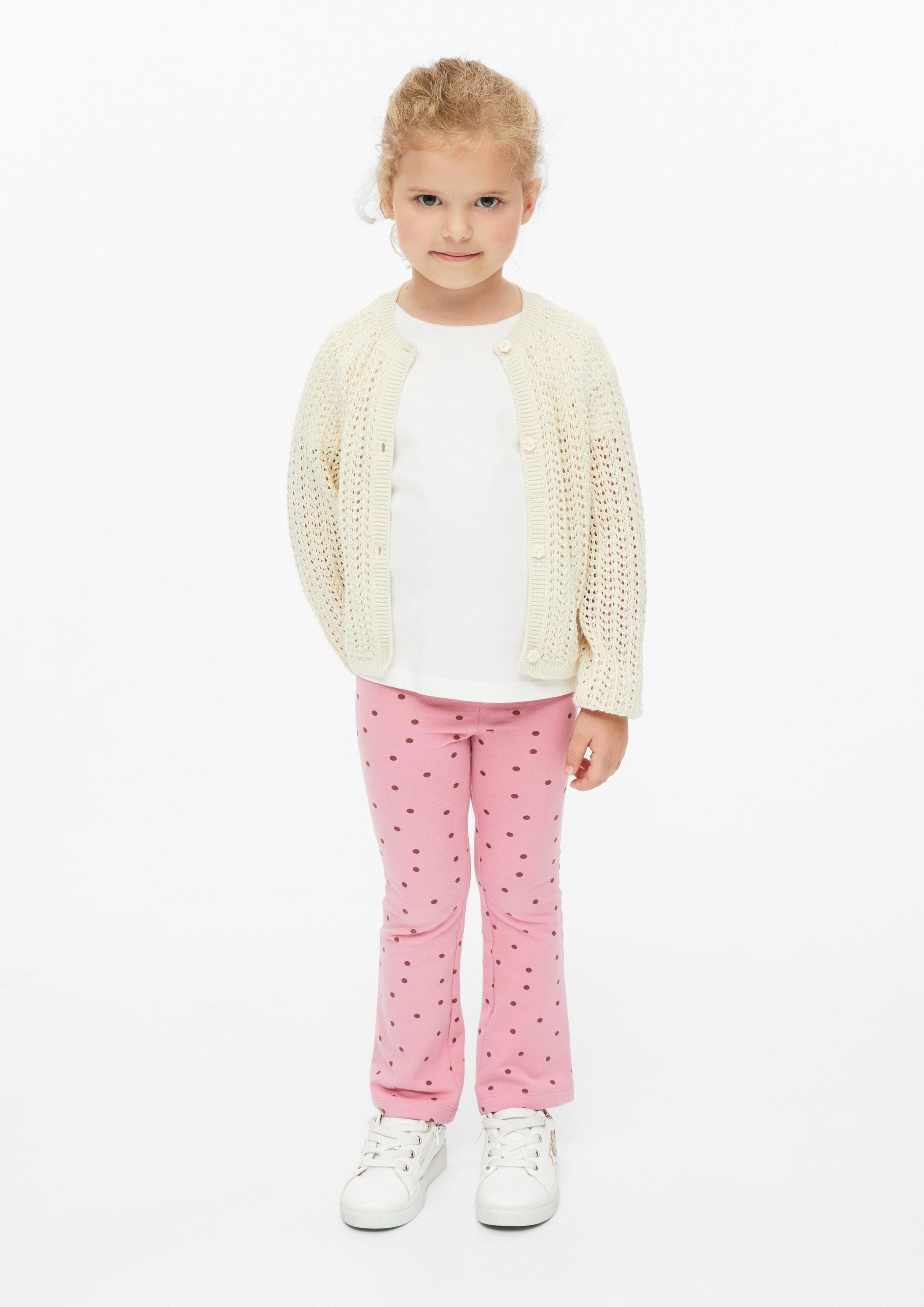 s.Oliver Leggings Leggings Flared-Leg-Leggings mit Glitzerbund und All-over-Print