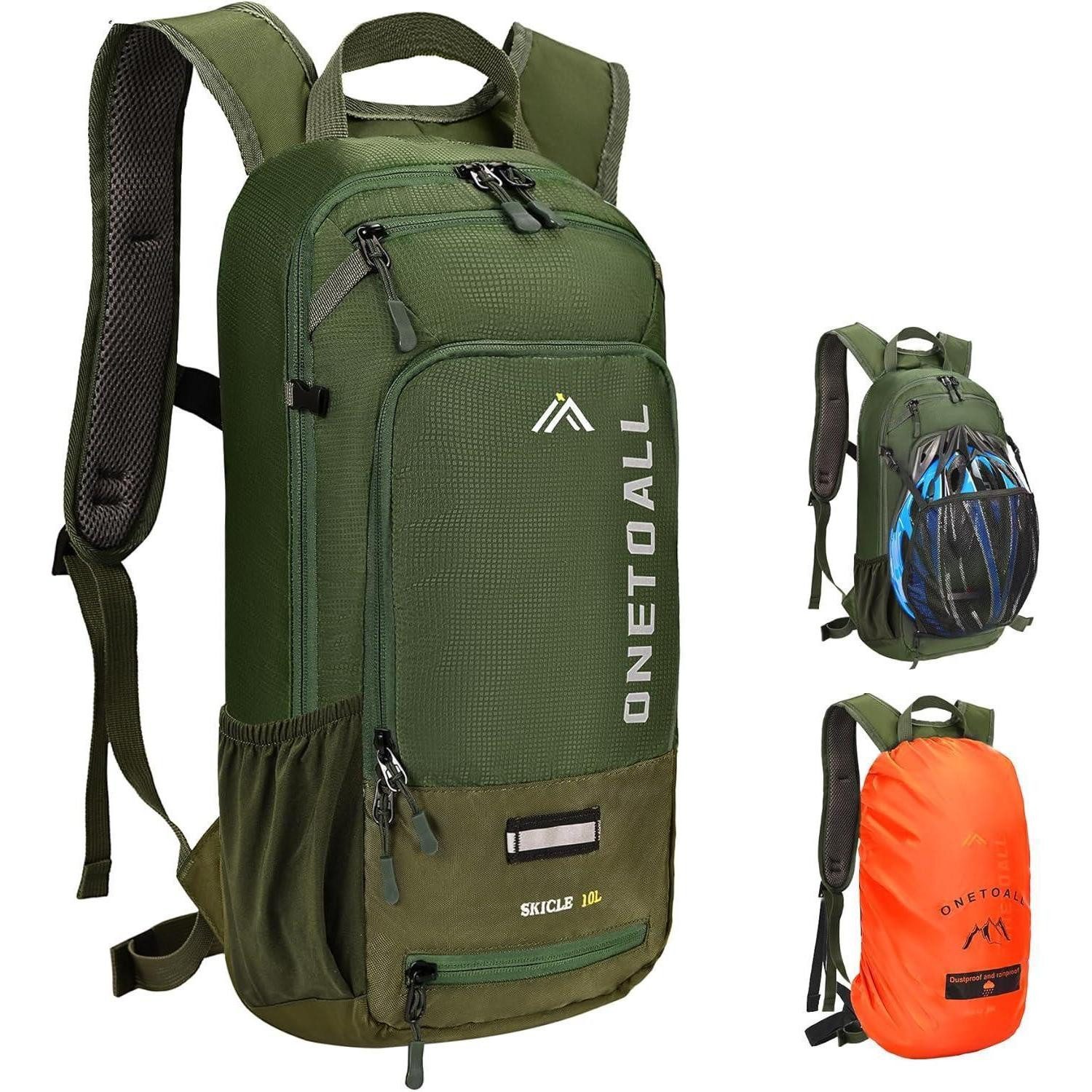 Fahrradrucksack Fahrradrucksack 10L MTB Regenschutz Helmnetz Wasserdicht Grün