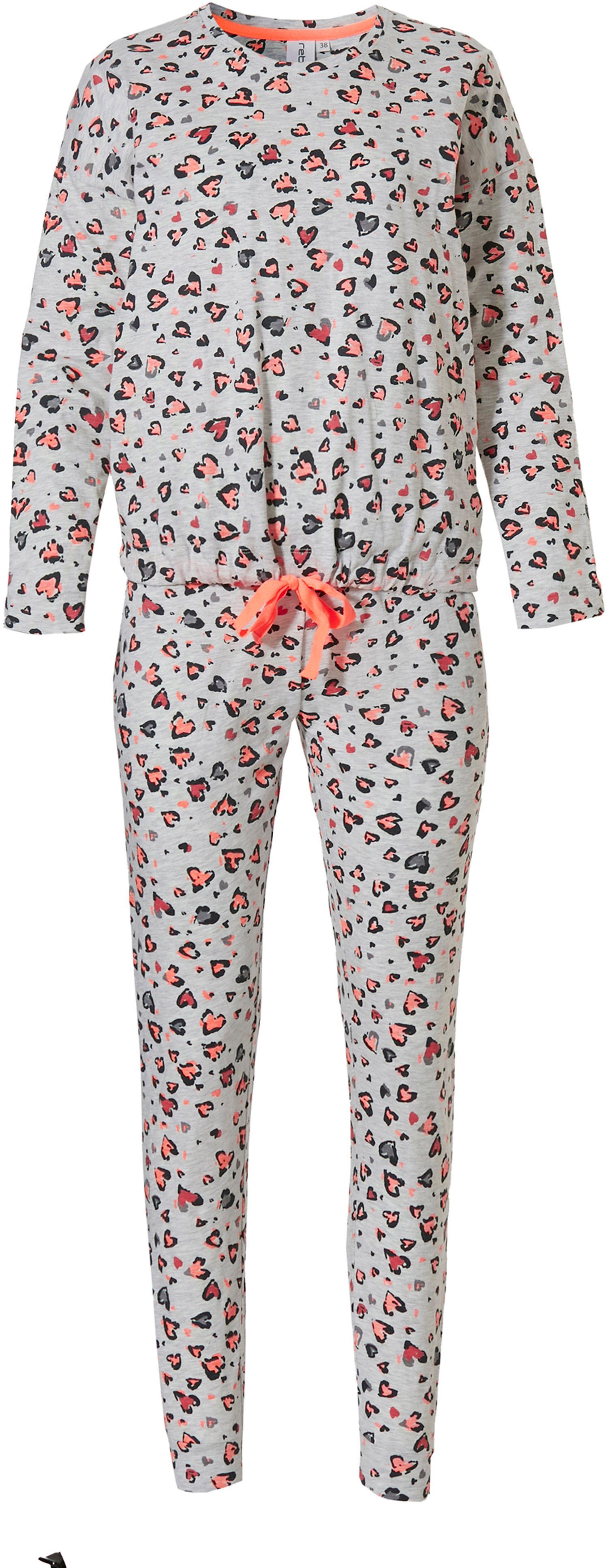 Rebelle Pyjama Rebelle Damen Schlafanzug mit Herzen (2 tlg) mit Herzen allover