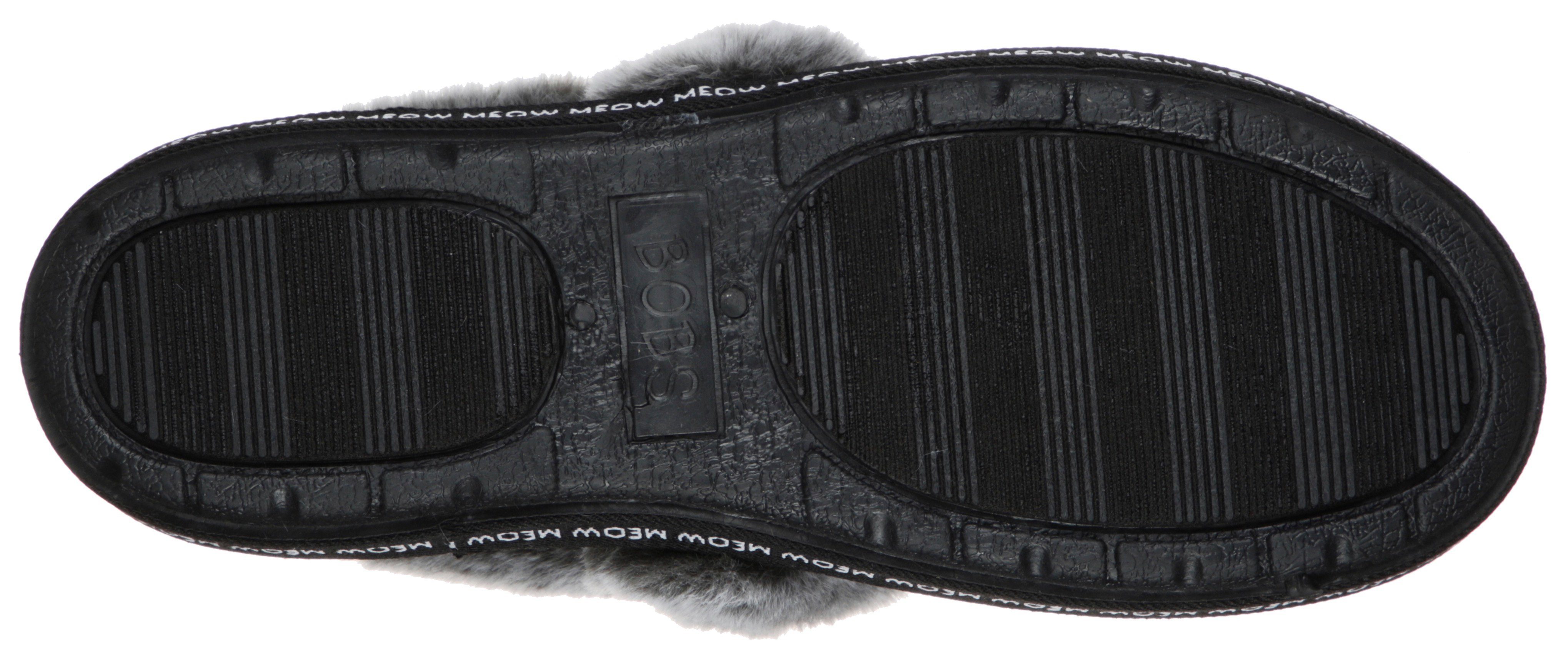 Skechers TOO COZY MEOW PAJAMAS Pantoffel Hausschuh mit gesticktem Katzengesicht