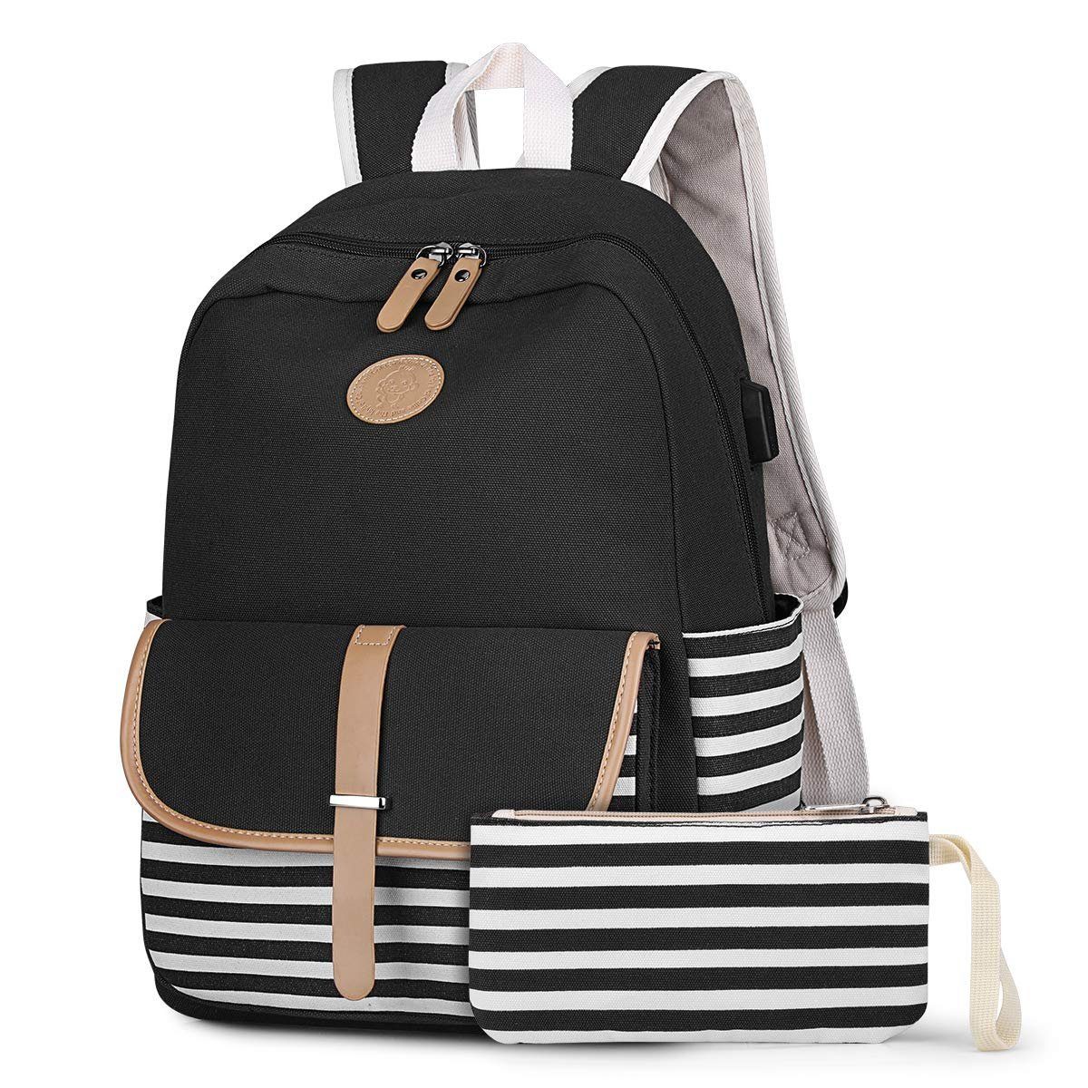 Backpack Schultaschen Schulrucksack, S-ZONE 15” Schwarz für Schulrucksack