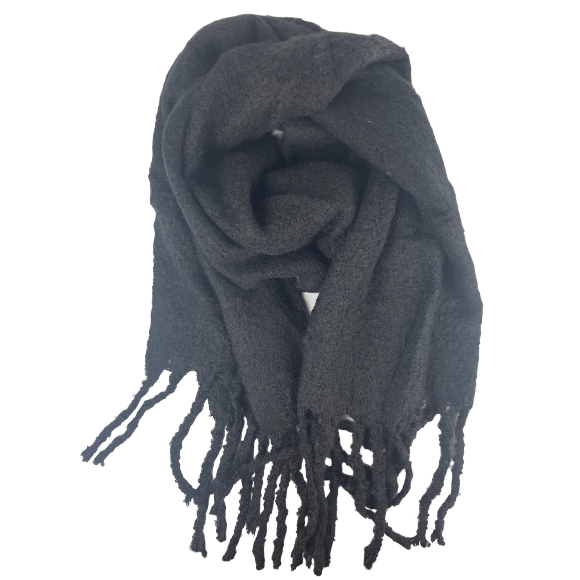 Taschen4life Schal großer Schal mit Fransen HZX, Damenschal, Big Schals schwarz | Modeschals