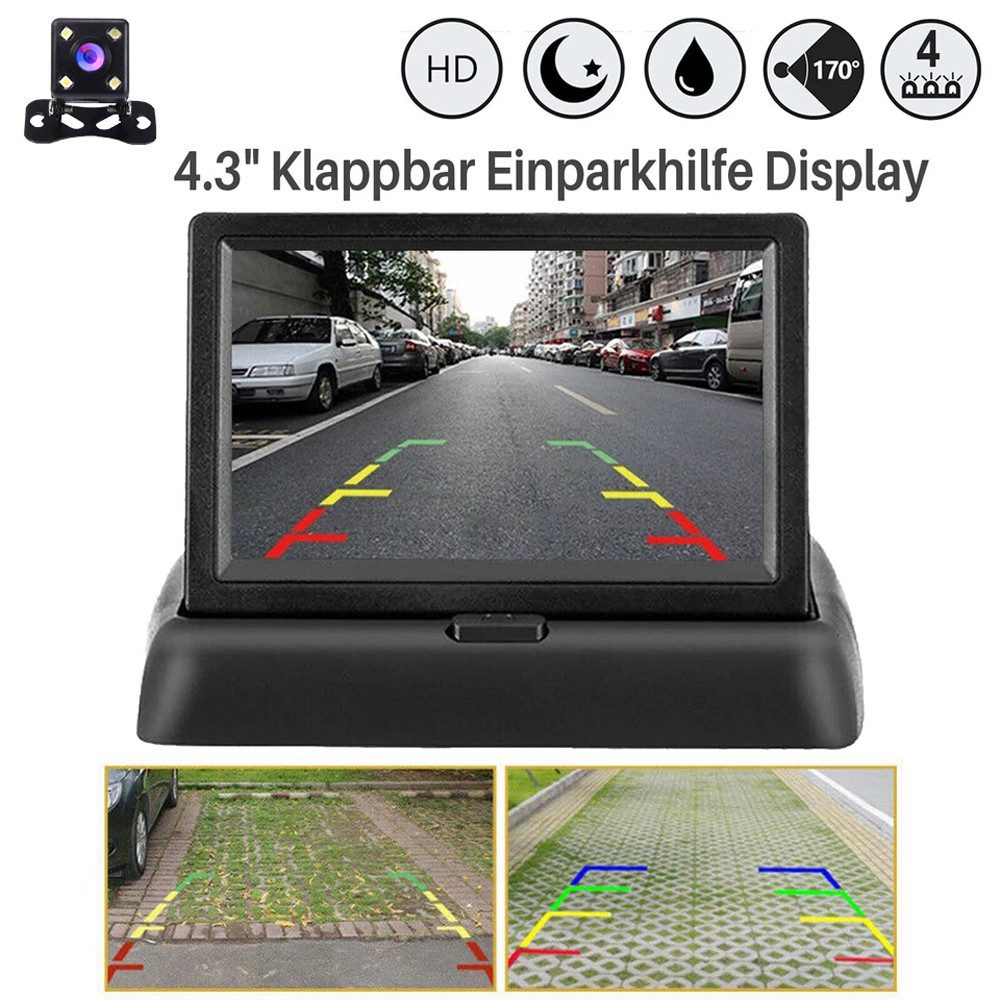 Rückfahrkamera Einparkhilfe Auto Kamera mit 4.3'' Monitor Nachtsicht Rückfahrkamera