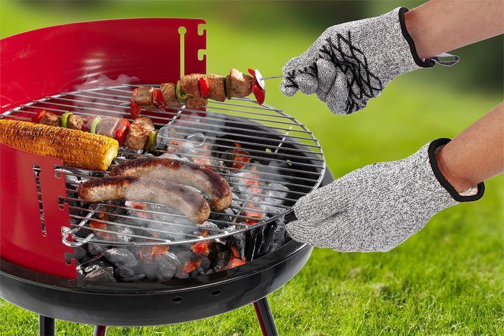 Maximex Grillhandschuhe 2in1, (Set, 2-tlg), Schnittschutzhandschuhe für Herren, hitzebeständige Küchenhandschuhe