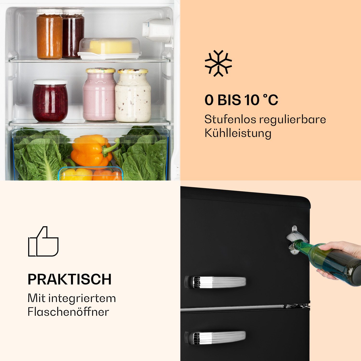 Klarstein Kühl-/Gefrierkombination 10045924, 84.5 cm hoch, 47 cm breit, Kühl-Gefrierschrank Mini Fridge Haus Getränkekühlschrank