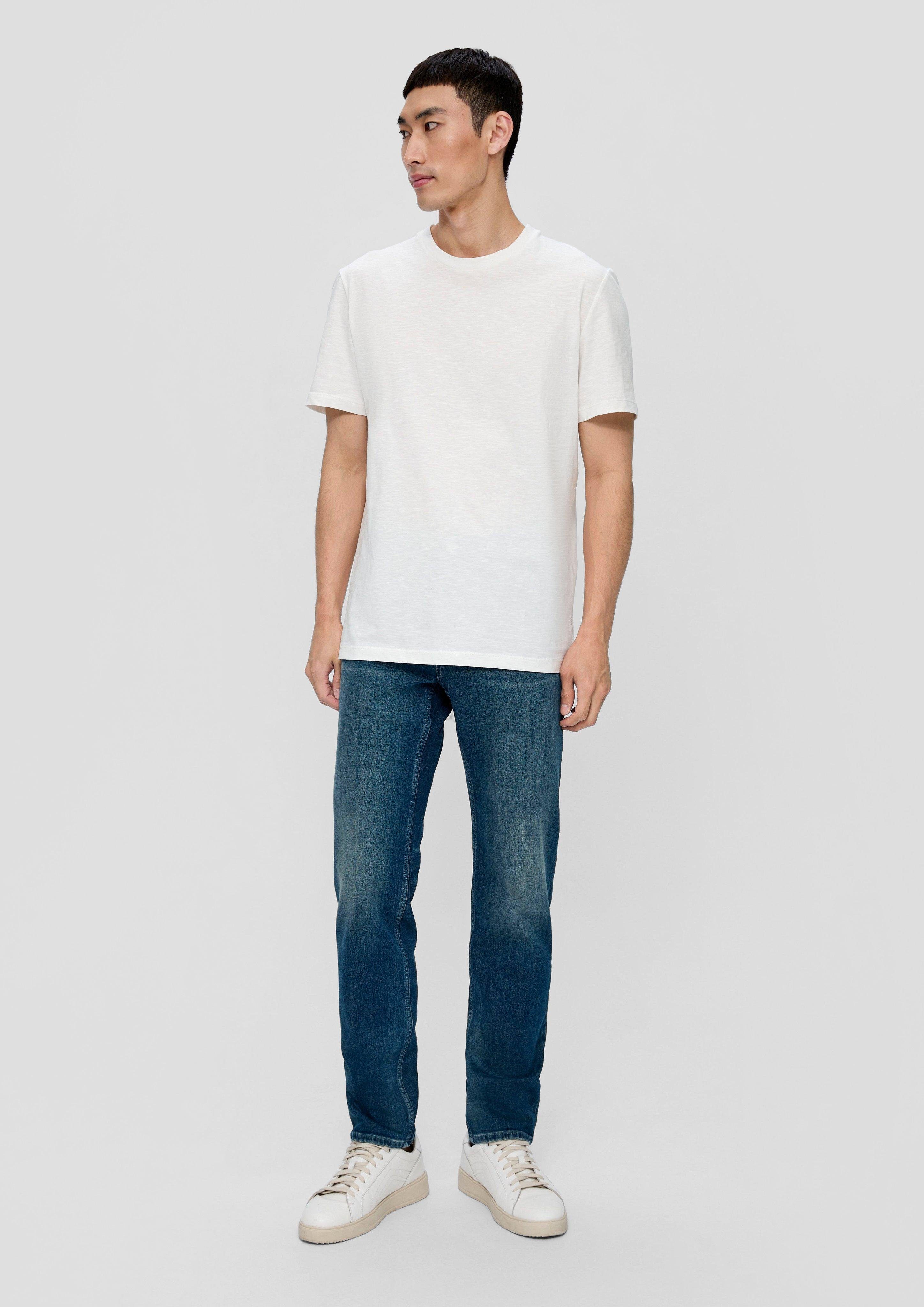 Nelio / / Jeans Leg Slim Label-Patch Fit Rise dunkelblau Mid Stoffhose s.Oliver / Baumwollstretch / Slim