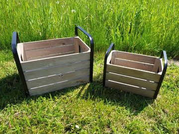 sesua Holzkiste Holzkisten 2er Set Kisten aus Holz verzinkt mit Metallgriffen