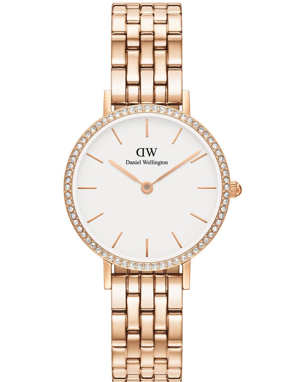 Daniel Wellington Quarzuhr Daniel Wellington DW00100666 Damenuhr Petite Lumine Bezel 5-Link Melro Daniel Wellington DW00100666 Damenuhr Petite Lumine Bezel 5-Link Melrose 28mm 3ATM