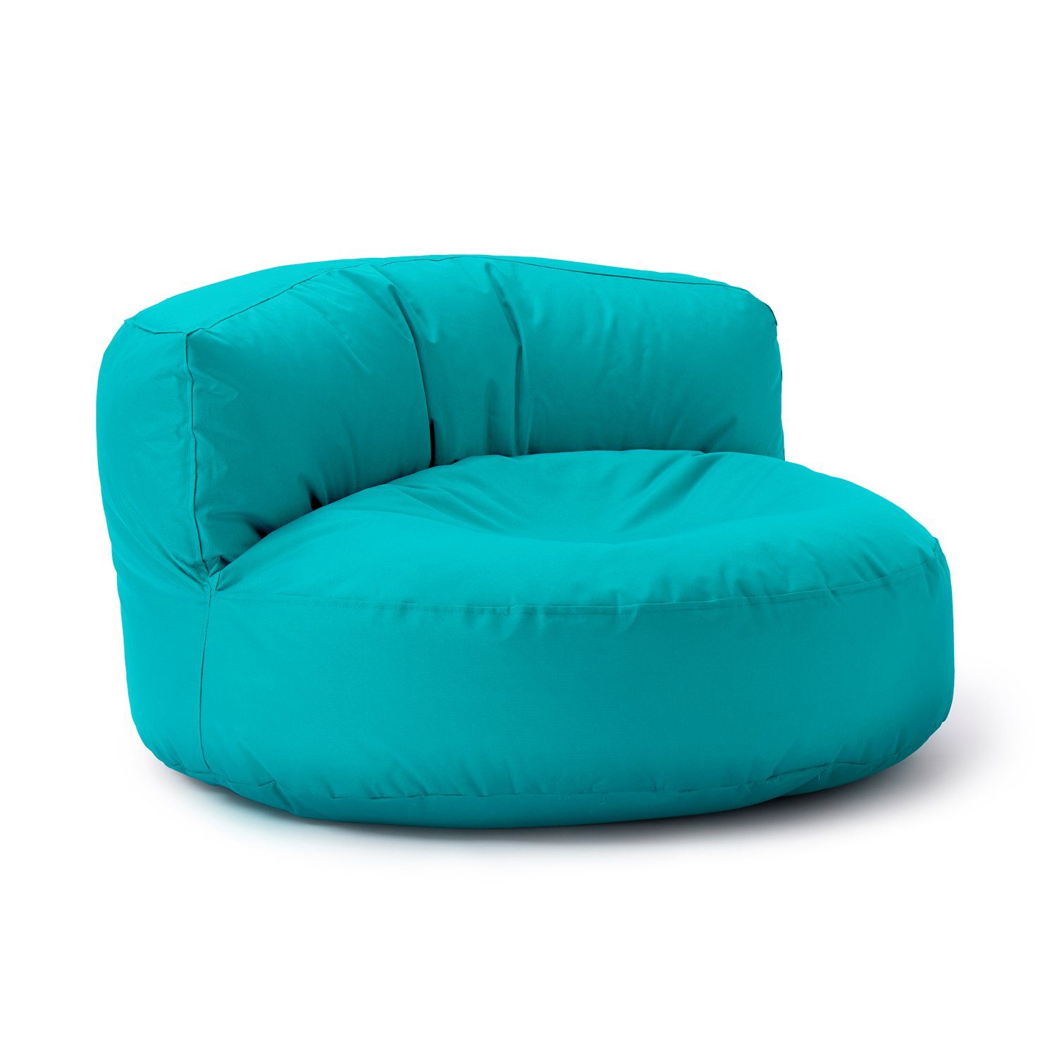 Lumaland Sitzsack Round Sitzkissen Couch Bag Rückenlehne 90x90x50cm inkl. Outdoor Bean In-& aquamarin Sofa Lounge
