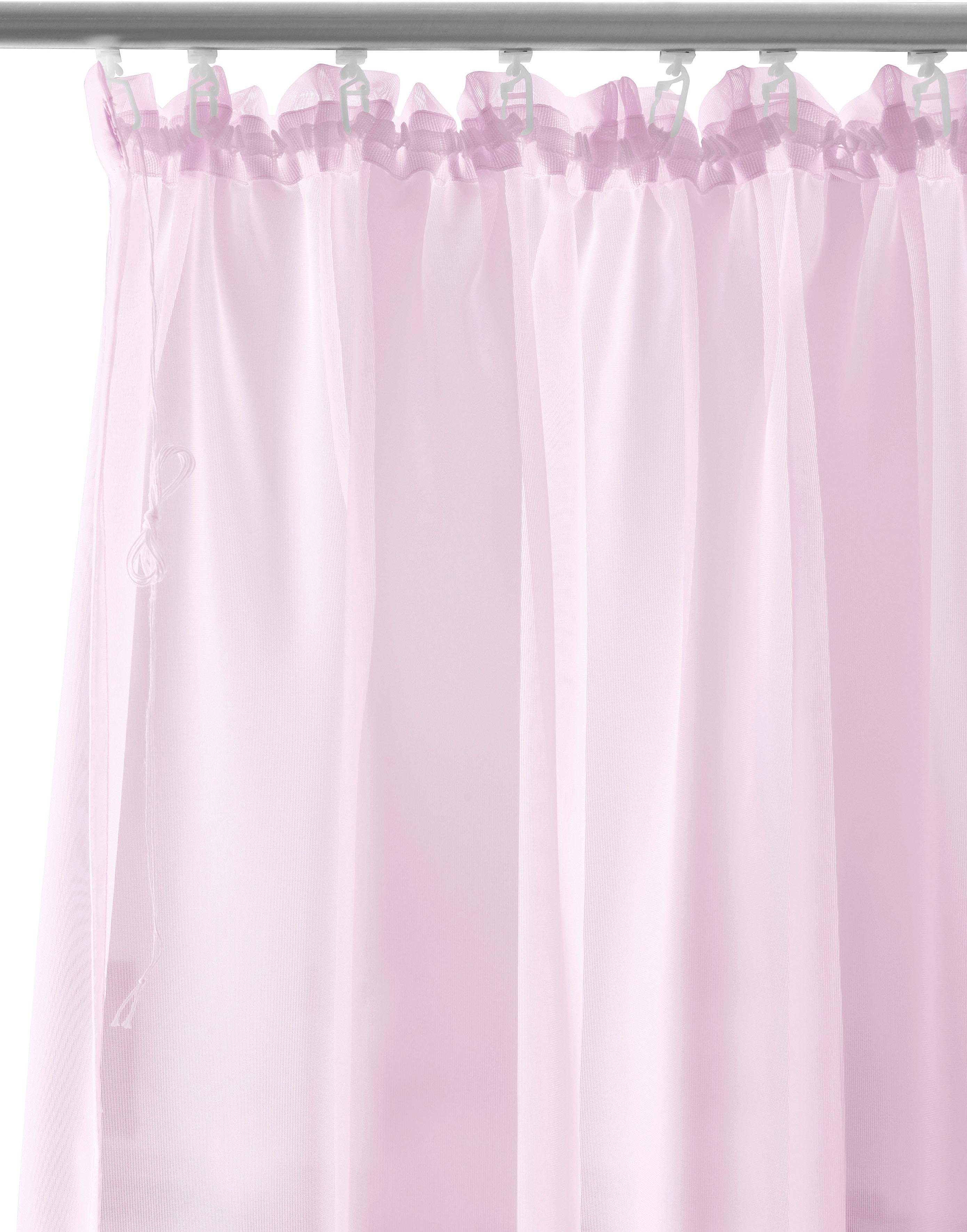 rosé Schal, Voile, Gardine pflegeleicht 1 Polyester, einfarbig, Kräuselband home, (1 XANA, St), transparent, my