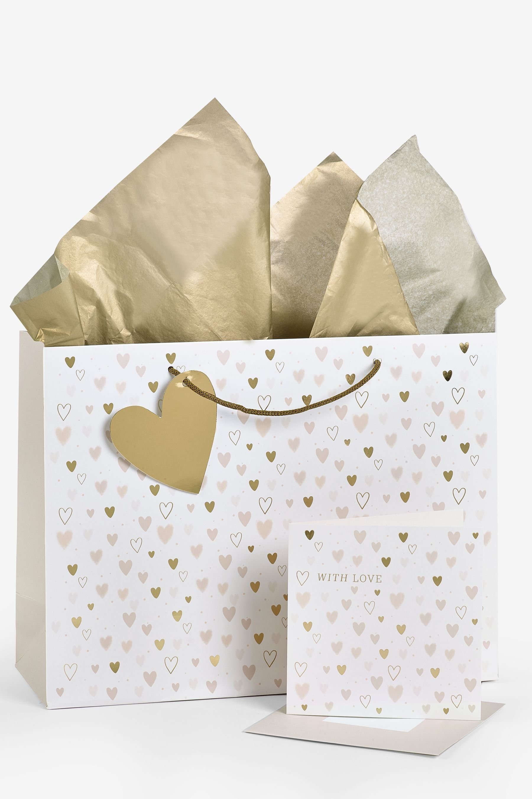 Next Geschenkpapier Herz Geschenktasche und Karte im Set, (1St)