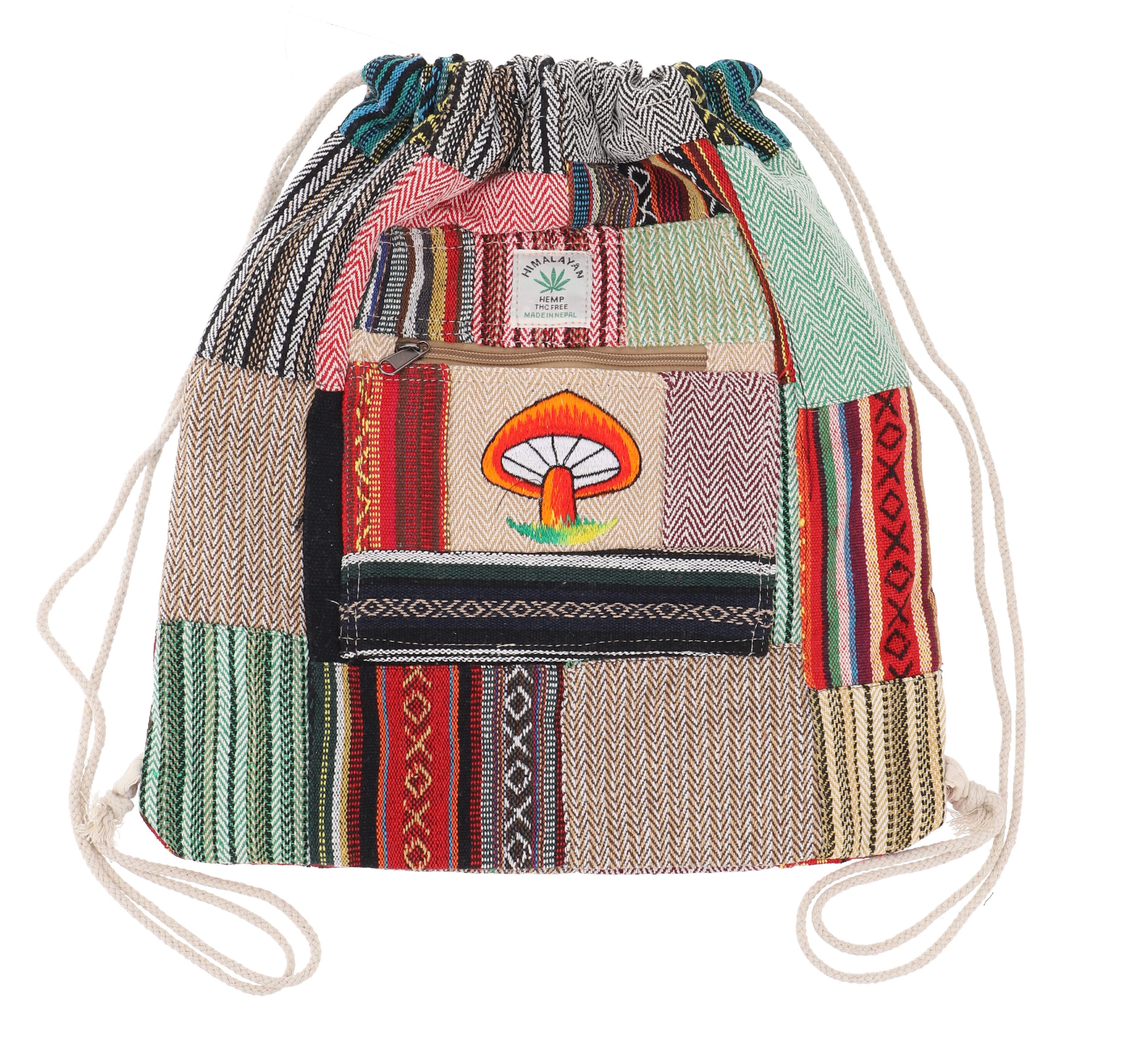 Guru-Shop Freizeitrucksack Ethno Patchwork Rucksack mit Fischgrätenmuster..