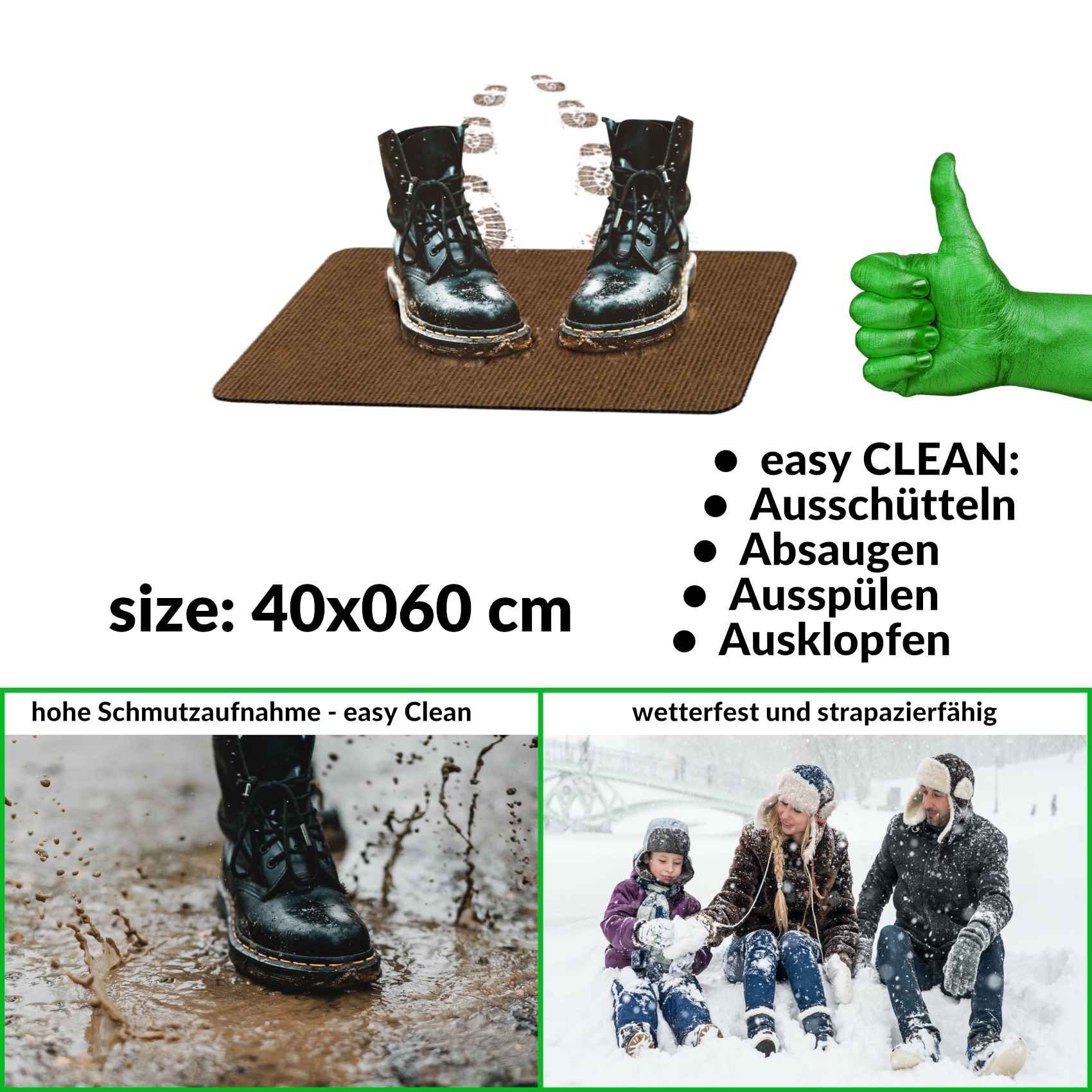 ANRO Fußmatte Türvorleger Schmutzfangmatte STRIBET, eckig, Höhe: 3 mm, Clean-Line Größe 40x60cm