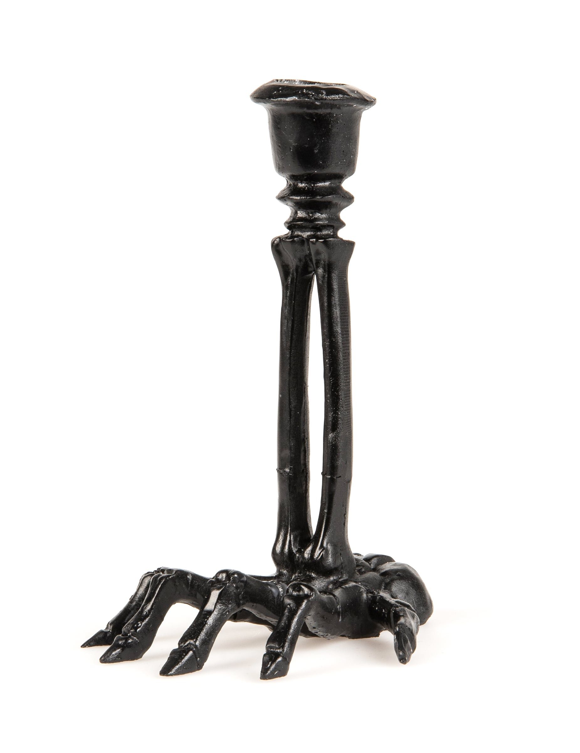 CHAKS Kostüm Skelett-Kerzenständer Halloween-Deko schwarz 16 cm