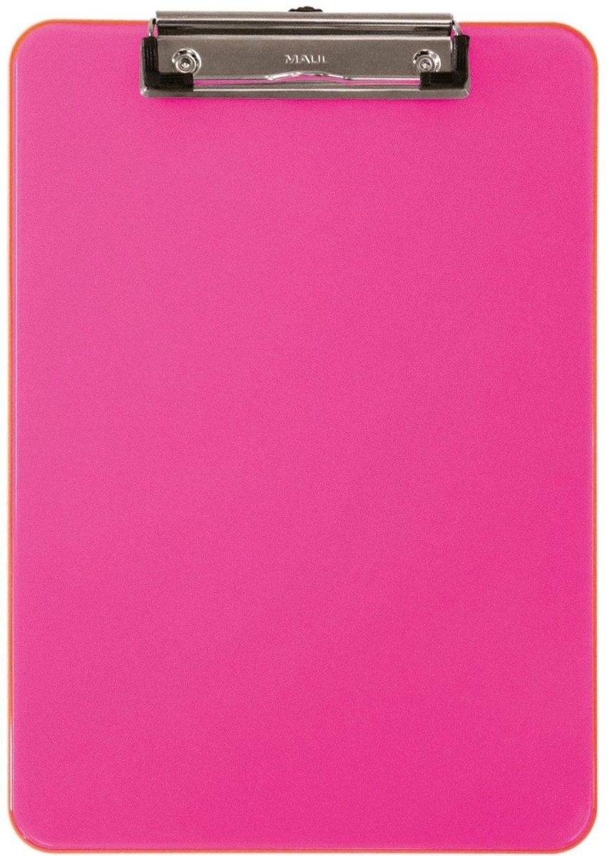 Schreibmappe Schreibplatte Maulneon A4 hoch Kunststoff transparent pink.