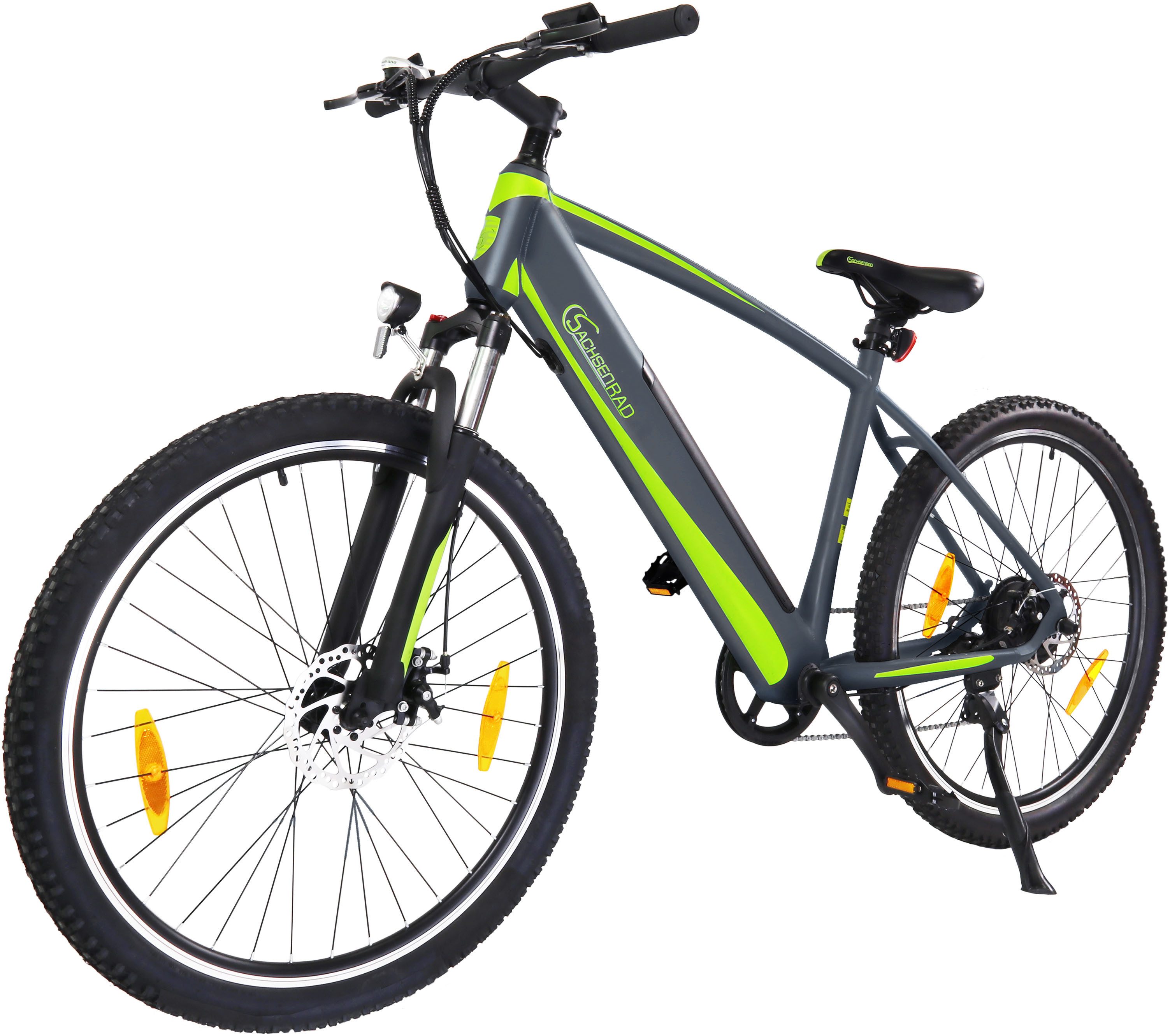 SachsenRAD E-Bike Mountainbike R8 Flex III, 9 Gang Shimano Shimano Altus Schaltwerk, Kettenschaltung, Heckmotor, 520 Wh, (mitgeliefertes, optionales Schutzblech mit integriertem Rücklicht), LCD-Steuerdisplay, Fahrmodus Pedelec, LED- Beleuchtung