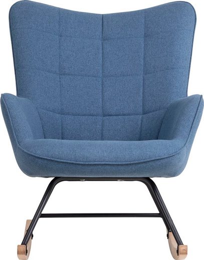 BYLIVING Schaukelstuhl RICHIE (1 St), moderne Metallbeine mit Holzkufe Blau