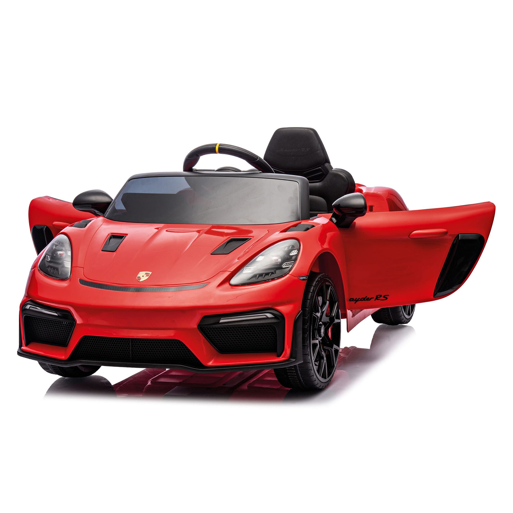 INJUSA Elektro-Kinderauto Porsche Spyder, Belastbarkeit 30 kg, Elektro-Kinderauto Sportwagen 12V, bis 5 km/h & Vor-/Rückwärtsgang