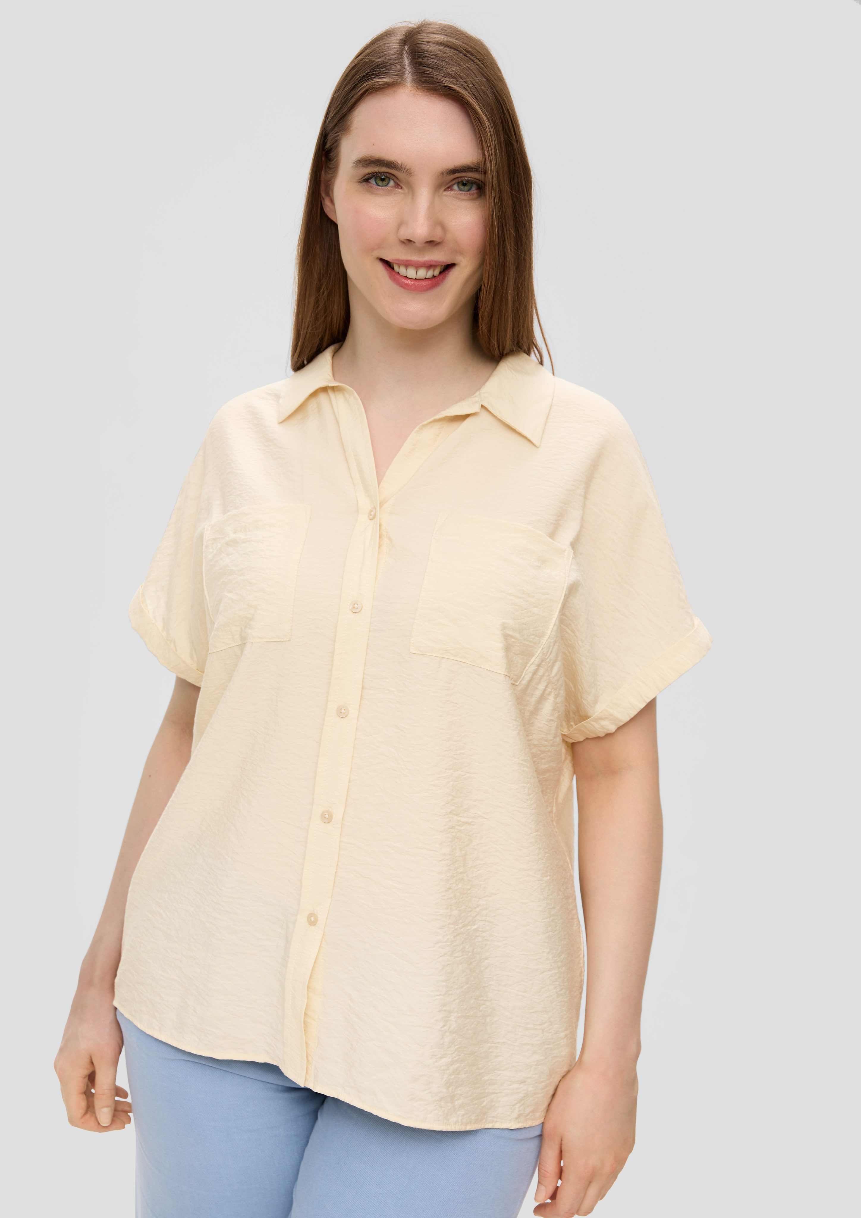Blusentop Relaxed Fit-Bluse aus Viskosemix mit Brusttaschen