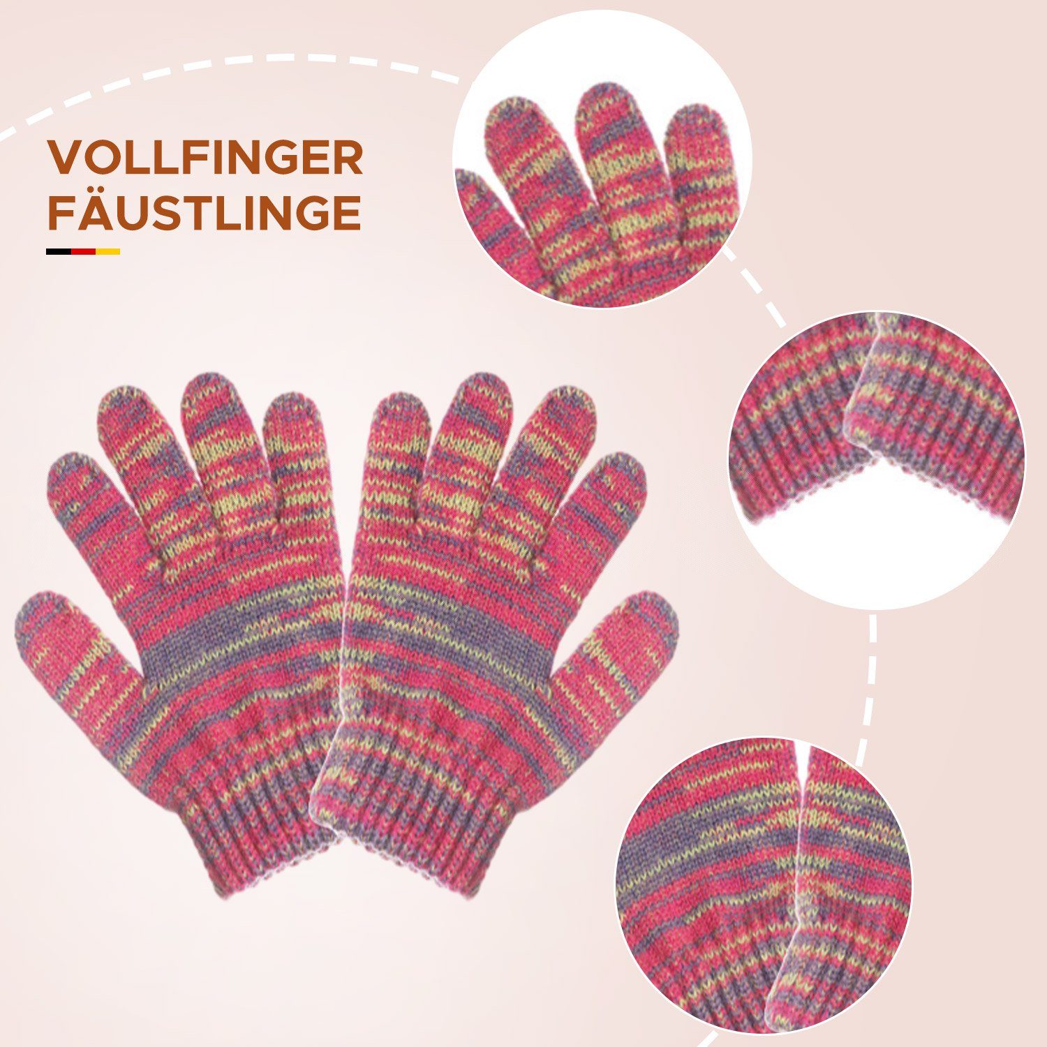 Handschuhe Wintermütze schwarz MAGICSHE Mit Wollfutter im Kinder Mütze Bommelmütze von Alter für 1-5 &