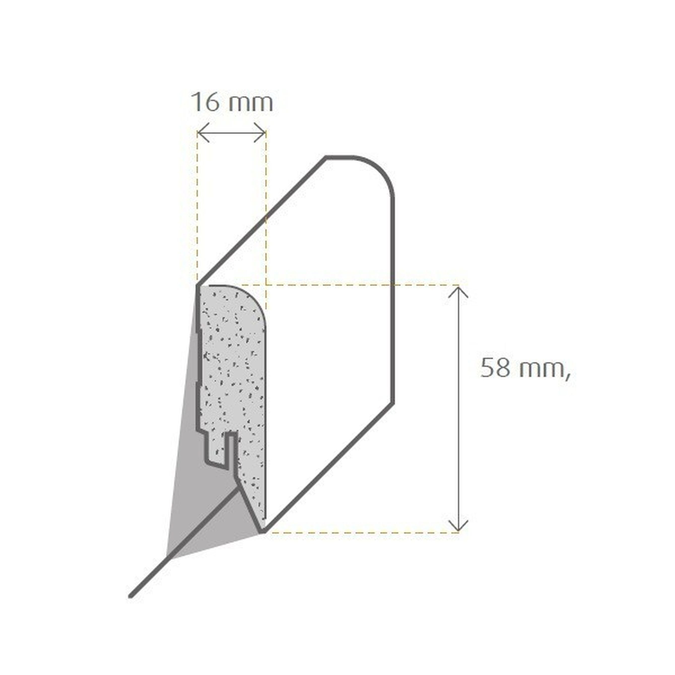 PROVISTON Sockelleiste MDF, 16 x 58 x 2500 mm, Weiß, Fußleiste, MDF foliert, L: 250 cm