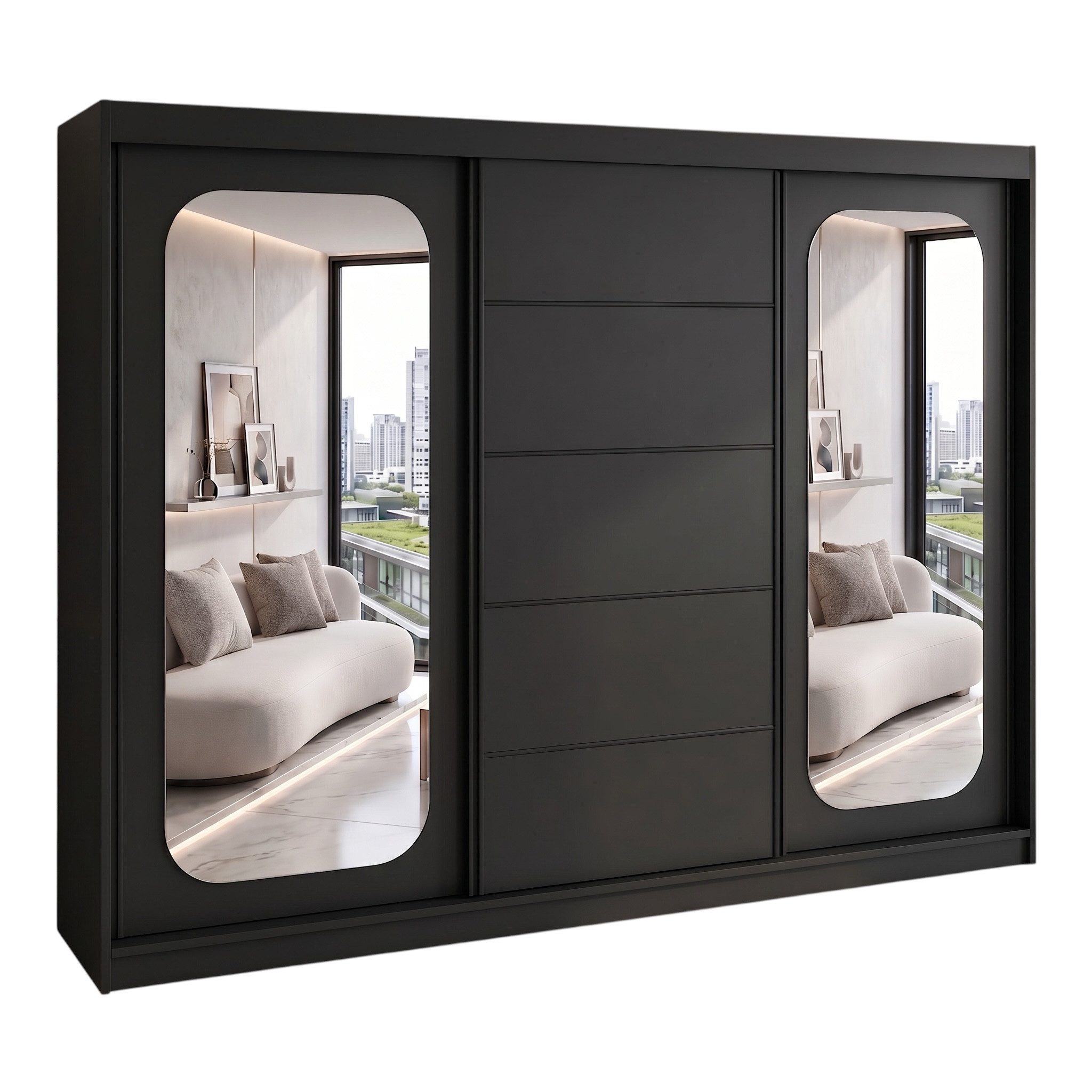 A&J MöbelLand GmbH Schiebetürenschrank BELANO – Moderner Kleiderschrank mit Schiebetüren (Die perfekte Kombination aus modernem Design, hoher Funktionalität und großzügigem Stauraum für Kleidung, Bettwäsche und Accessoires, erhältlich in verschiedenen Far