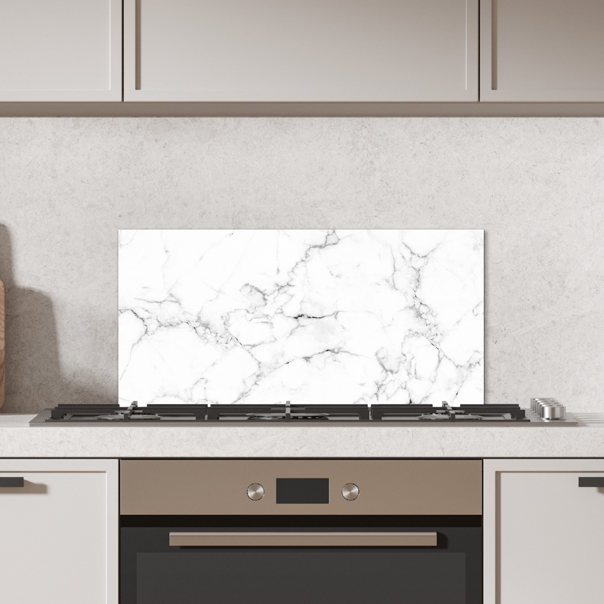 KitchenYeah Küchenrückwand Marmor - Weiß - Grau - Luxus - Marmoroptik/print - Druck, (1-tlg), Spritzschutz Küchenrückwand, Wandschutz, 60x30 cm